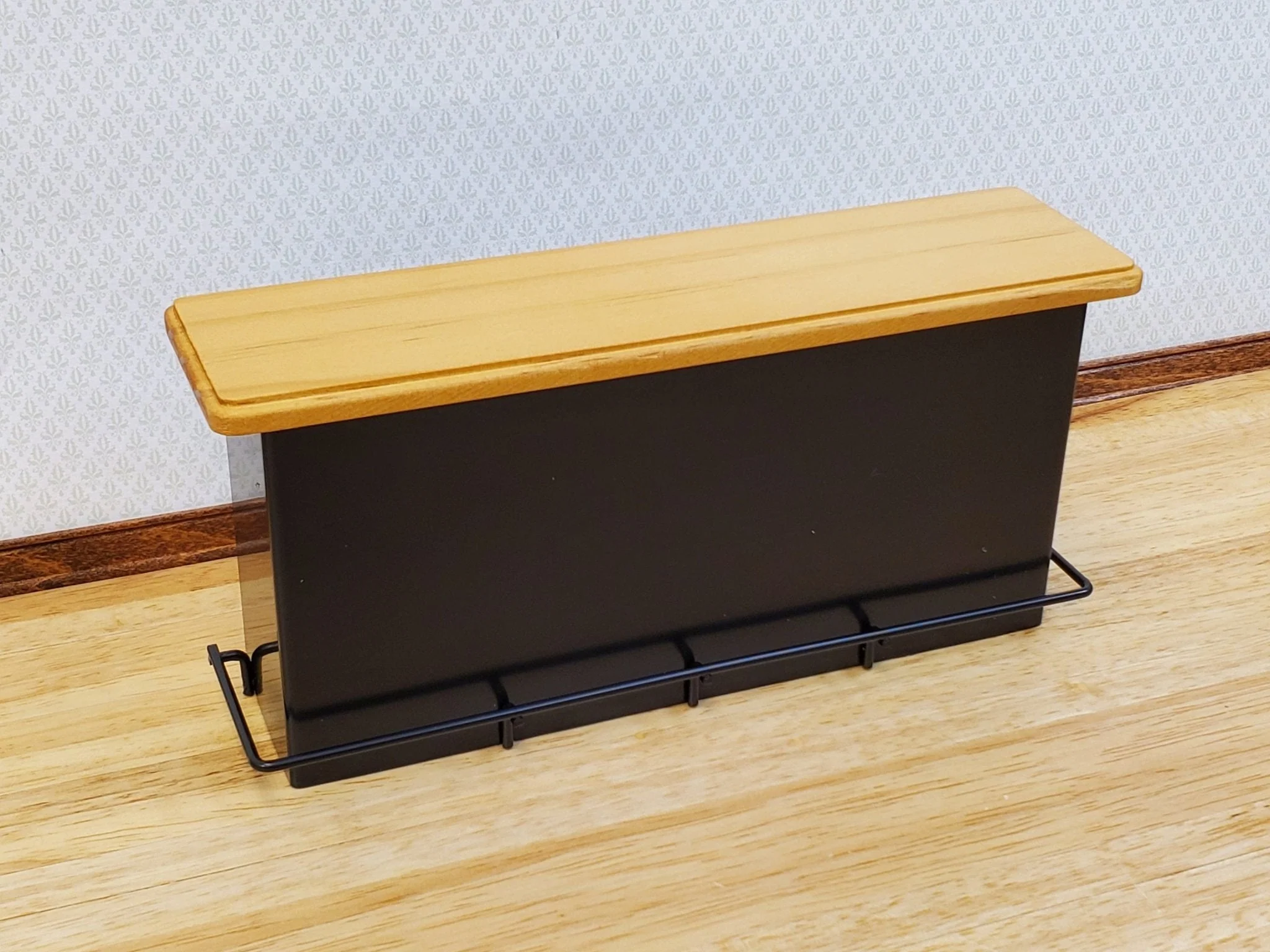 Dollhouse Bar Black Metal with Wood Top Modern Style 1:12 Scale Miniature - Image 2
