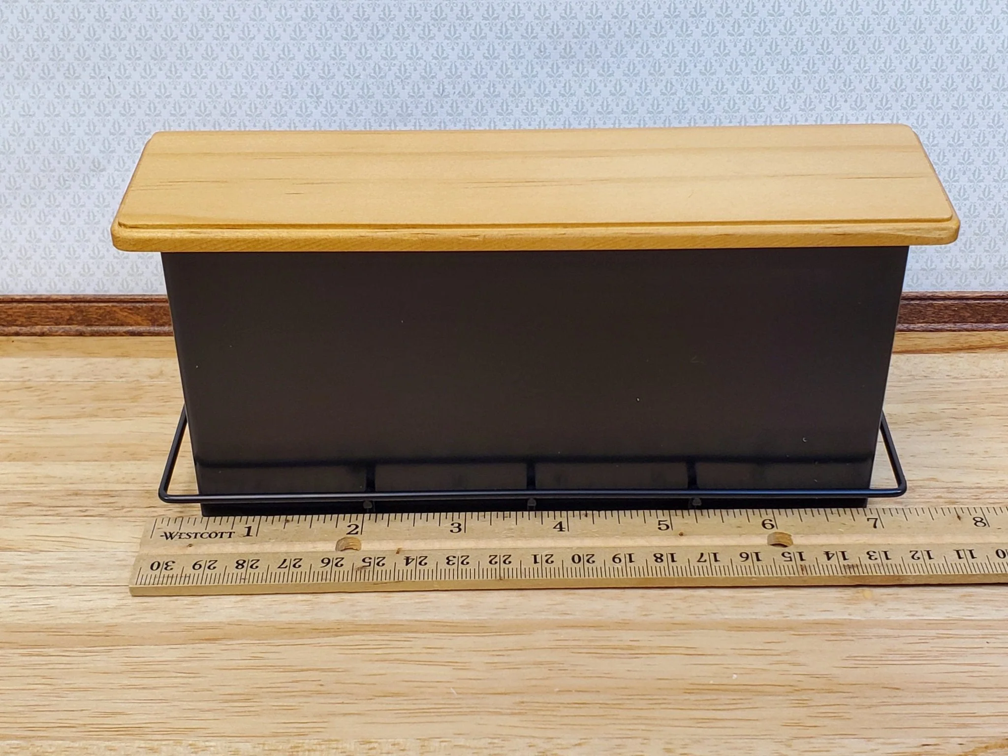 Dollhouse Bar Black Metal with Wood Top Modern Style 1:12 Scale Miniature - Image 8
