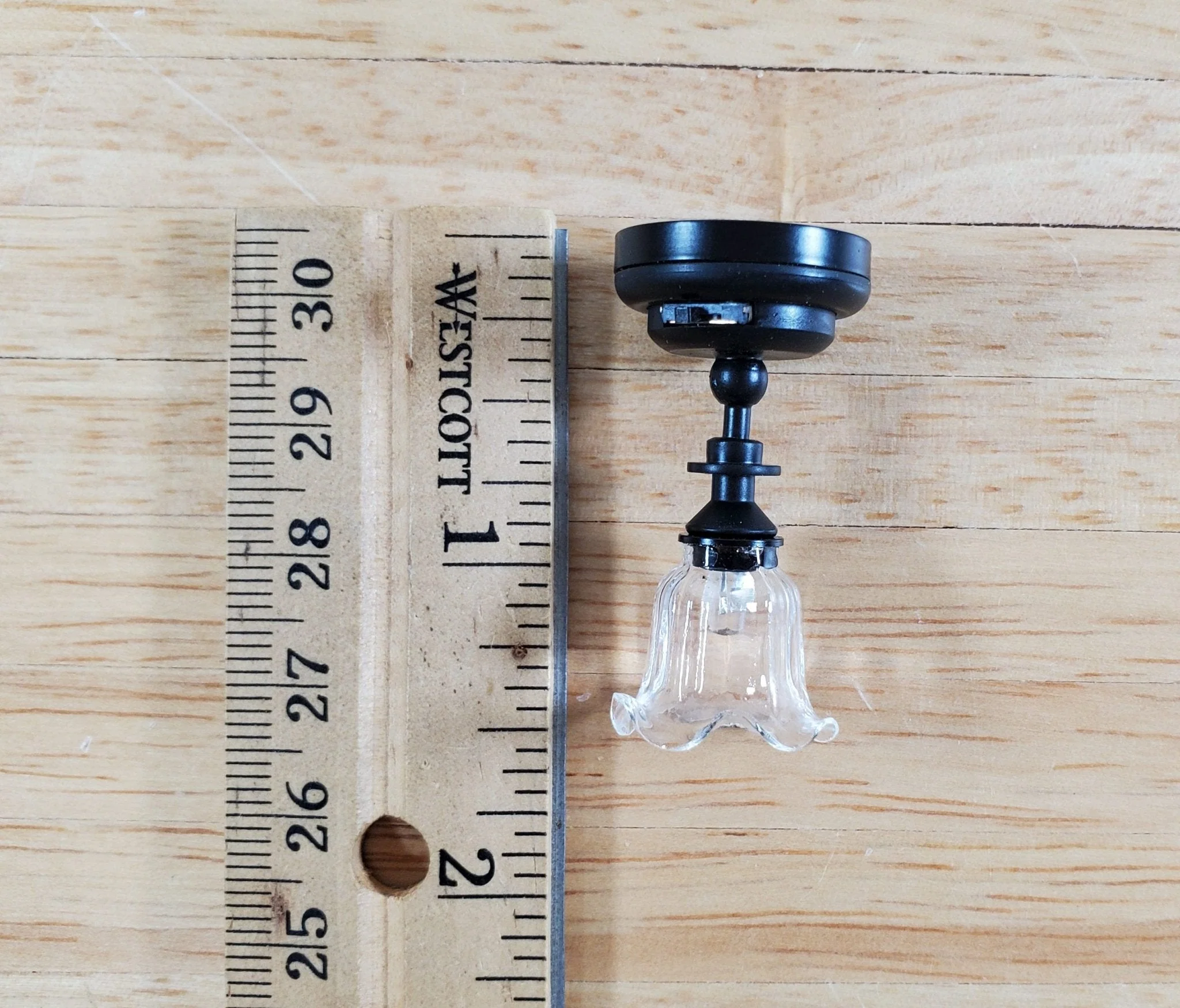 Dollhouse Battery Ceiling Light Flower Shade Black Base 1:12 Scale Miniature - Image 5