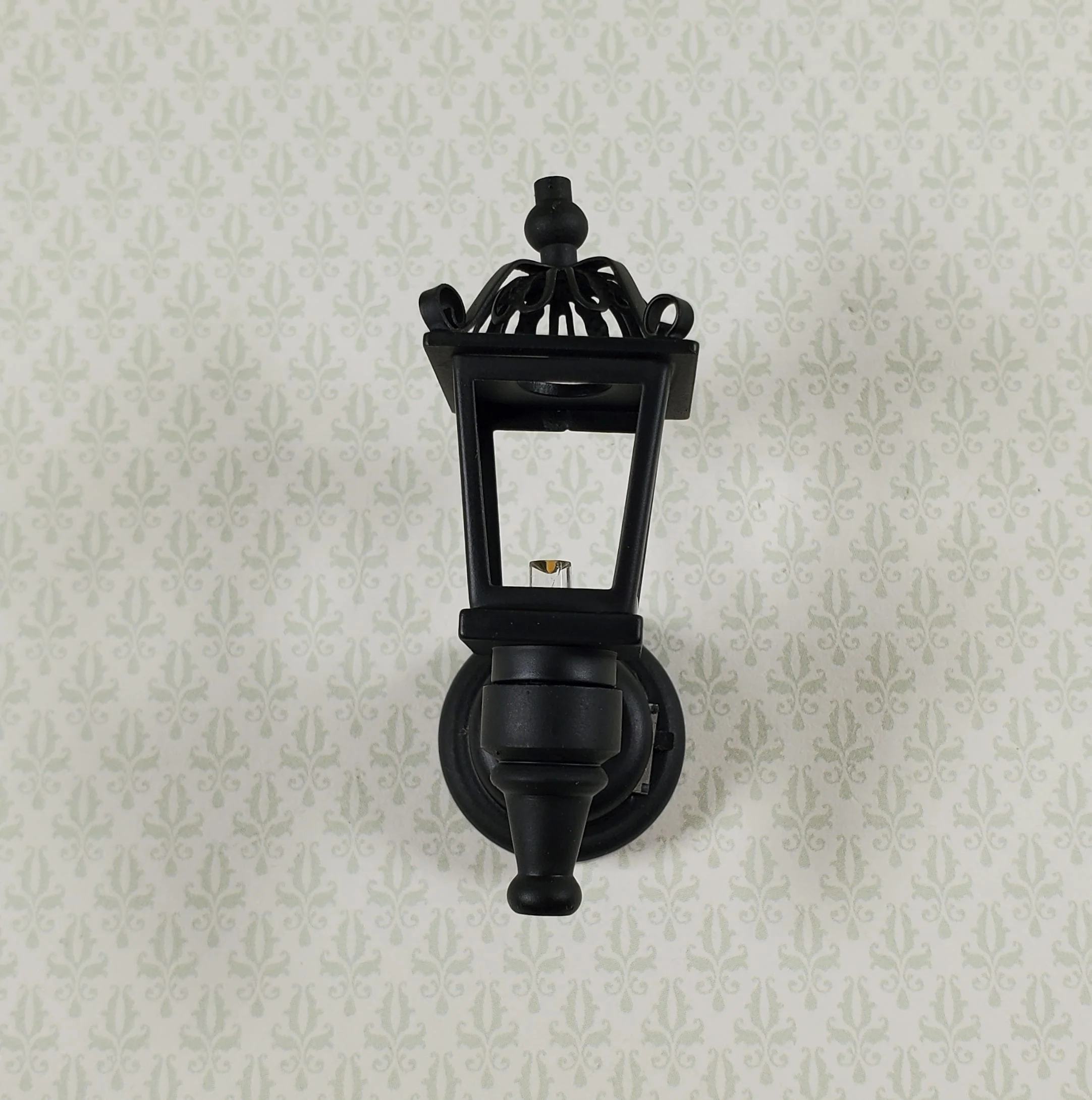 Dollhouse Battery Light Coach Lamp Black Metal Large 2" 1:12 Scale Miniature - Image 5