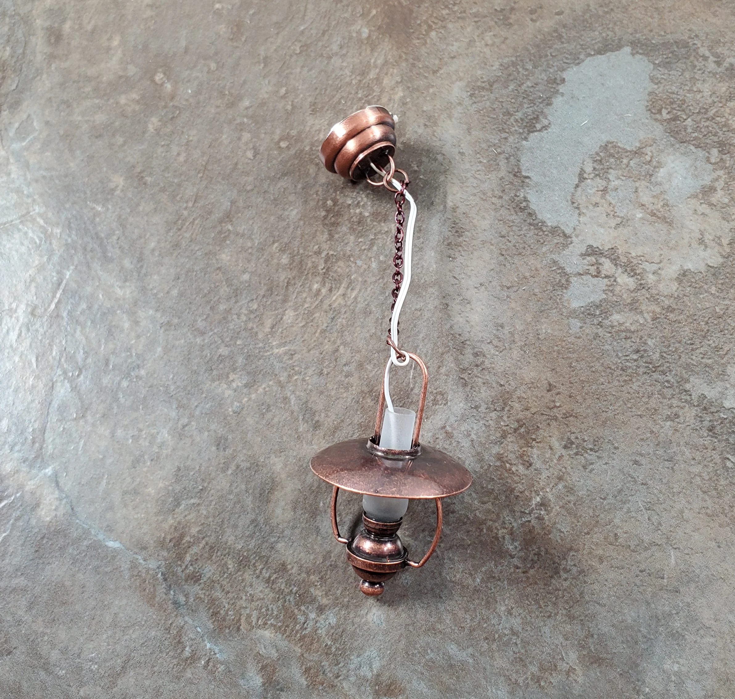 Dollhouse Battery Light "Gas" Ceiling Light Copper 1:12 Scale Lantern Houseworks - Image 2