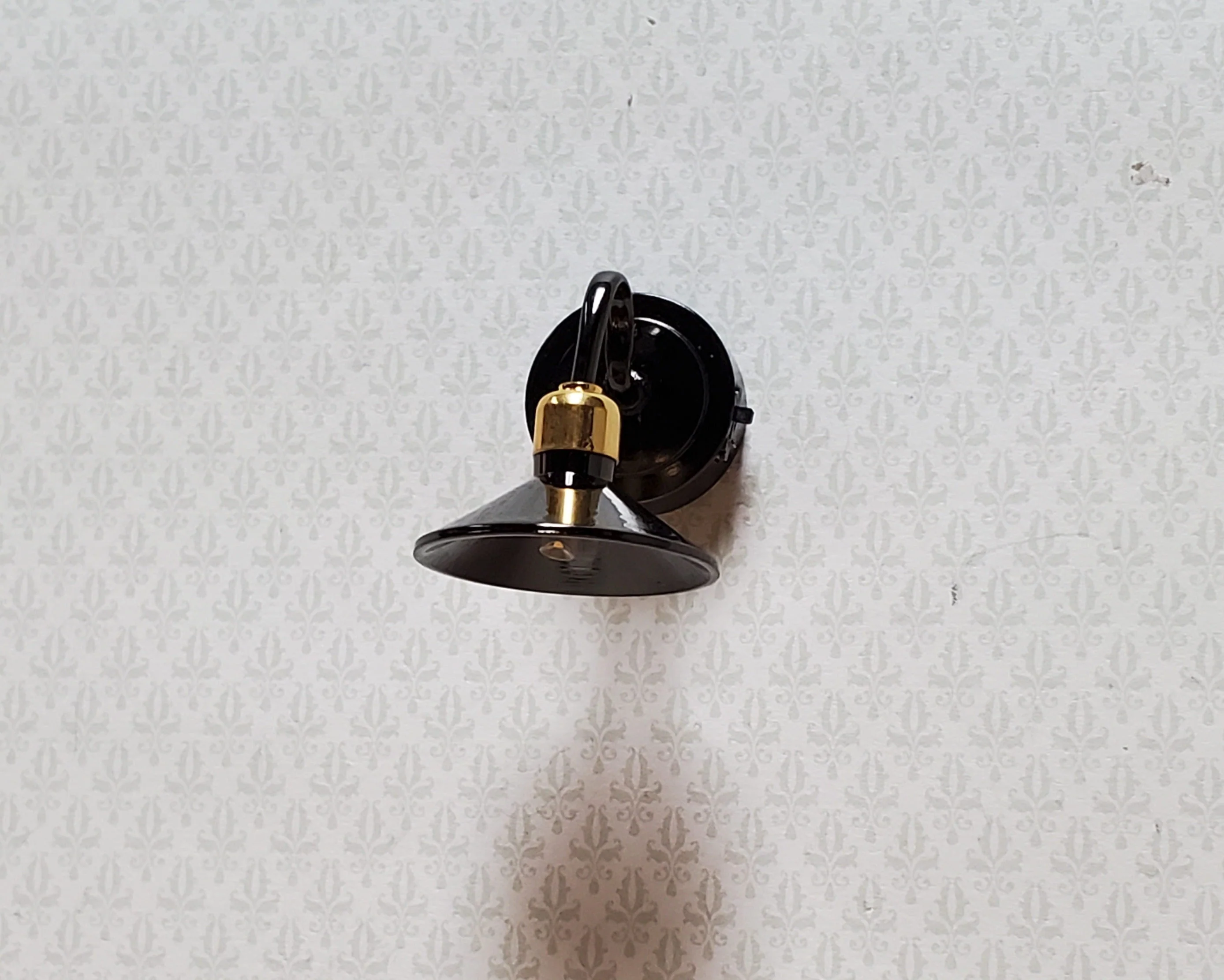 Dollhouse Battery Light Industrial Black Chrome Wall Sconce 1:12 Scale Miniature - Image 4