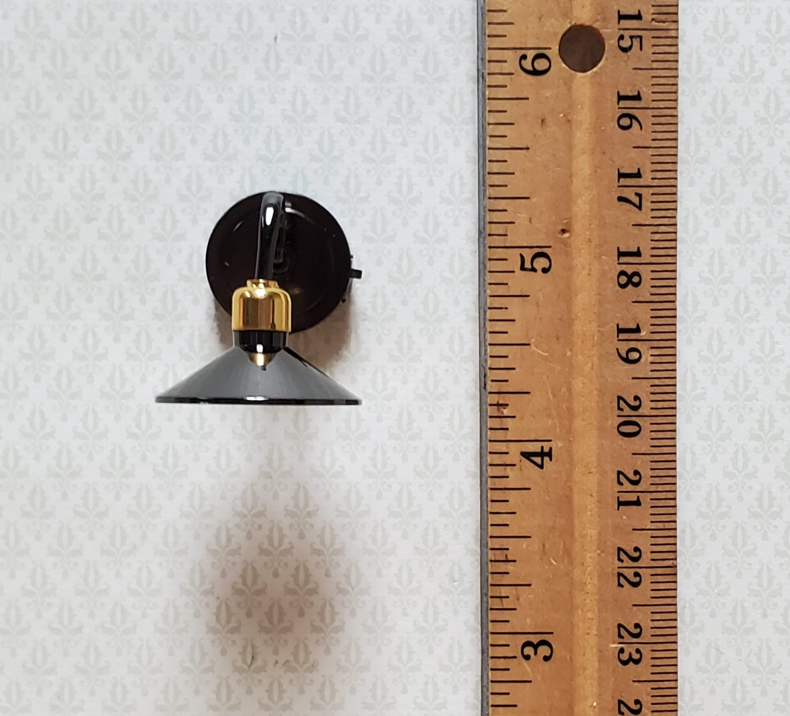 Dollhouse Battery Light Industrial Black Chrome Wall Sconce 1:12 Scale Miniature - Image 5