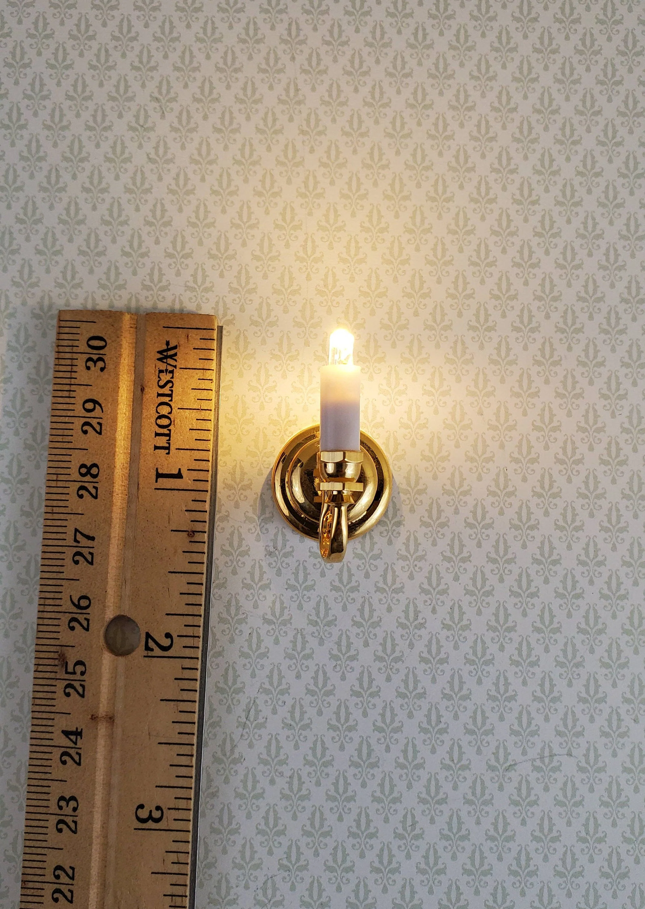 Dollhouse Battery Light Single Candle Wall Sconce 1:12 Scale Miniature - Image 4