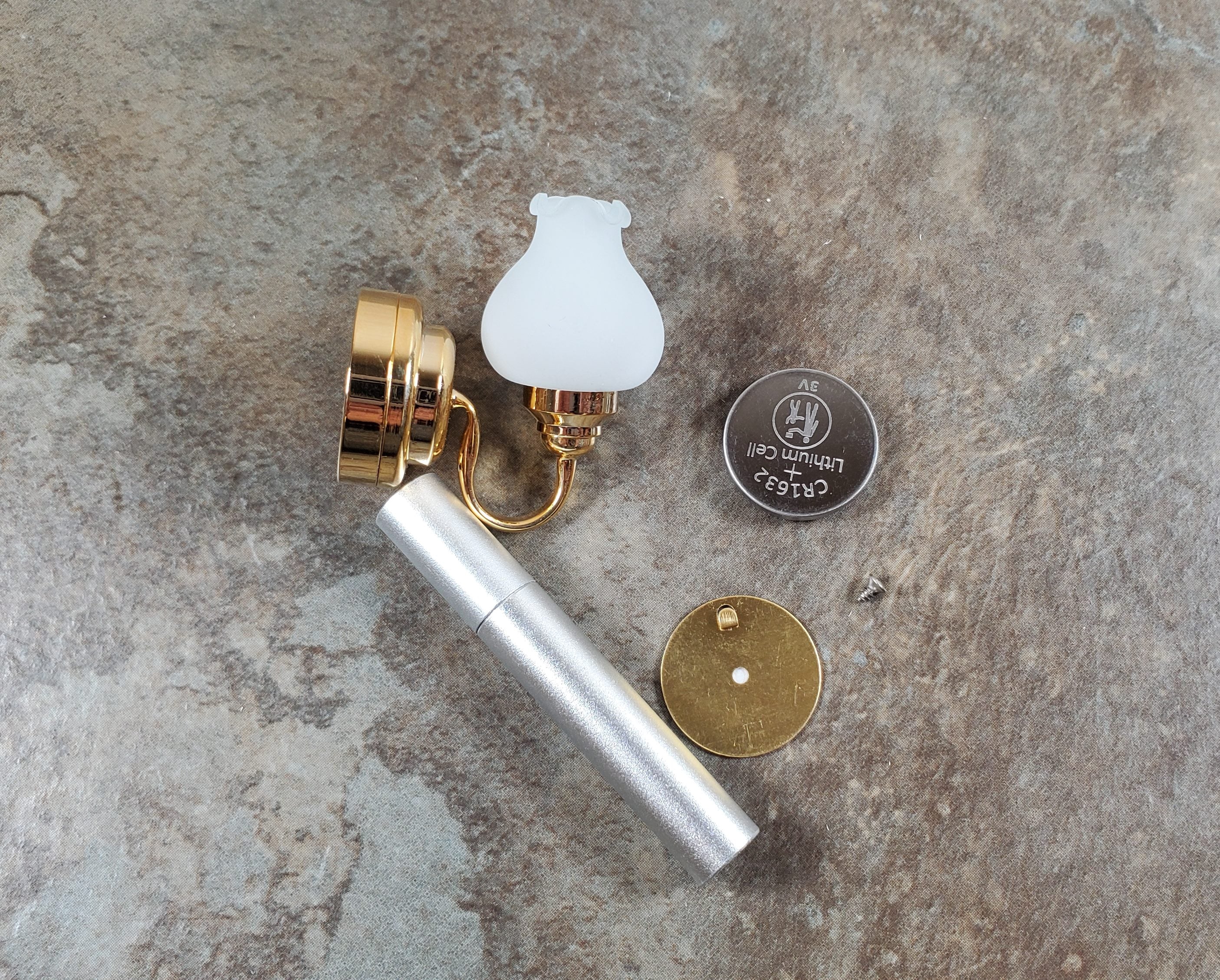 Dollhouse Battery Light Single Tulip Sconce Wand Operated 1:12 Scale Miniature - Image 2