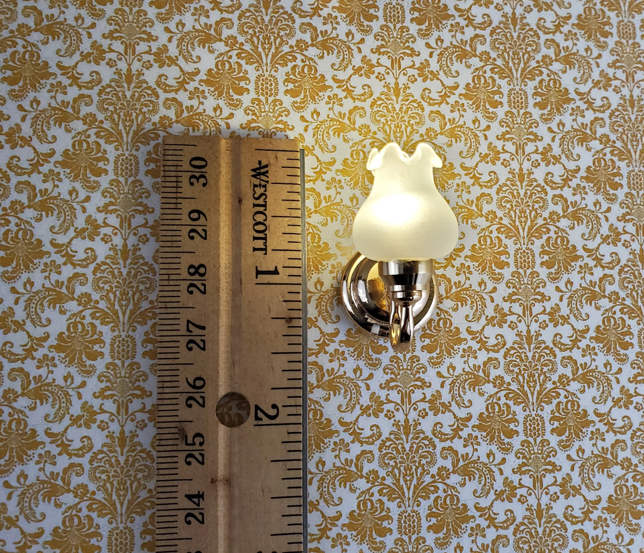 Dollhouse Battery Light Single Tulip Sconce Wand Operated 1:12 Scale Miniature - Image 8