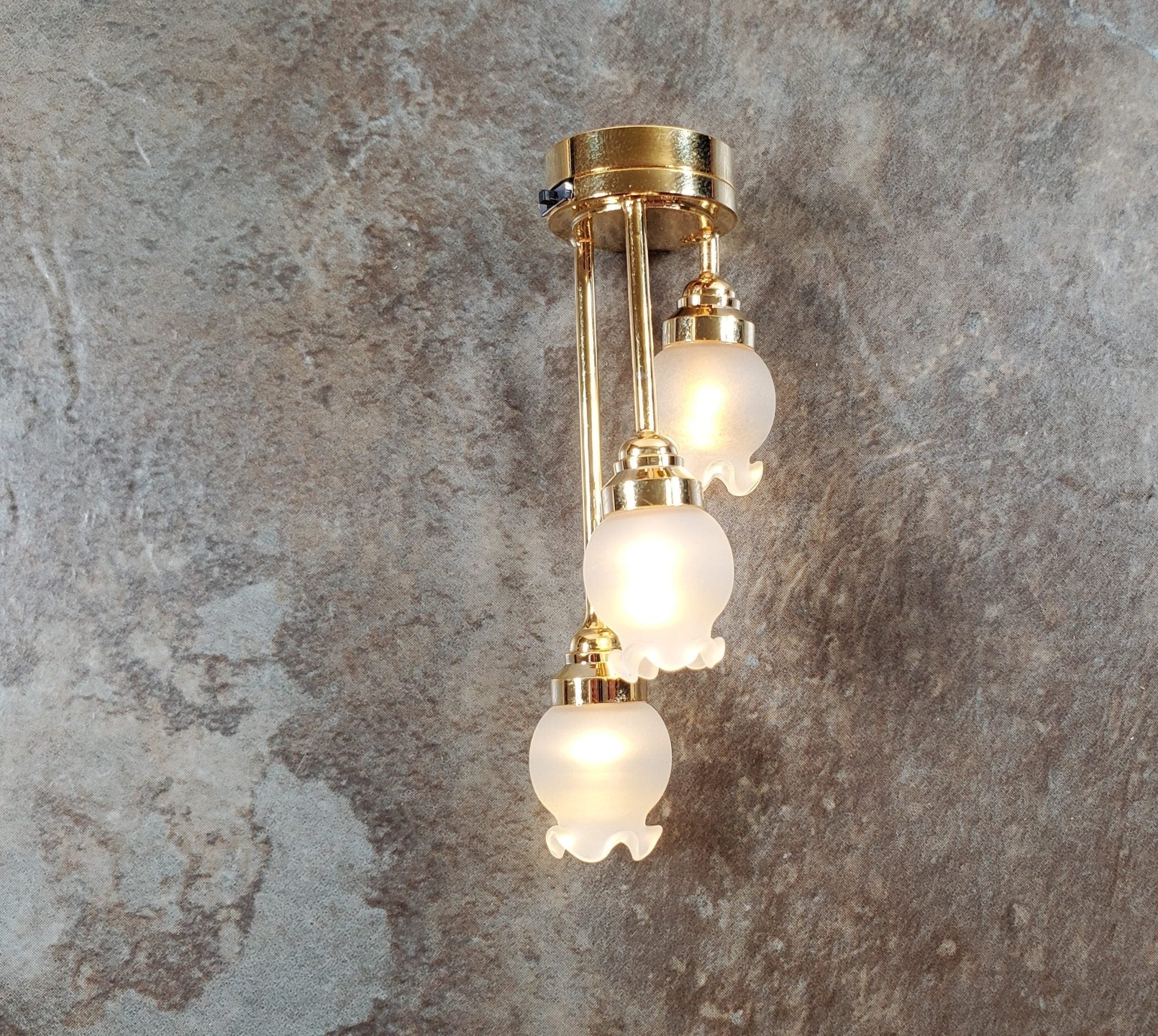 Dollhouse Battery Tall Tulip Ceiling Light Hanging Electric 12 Volt 1:12 Scale - Image 6