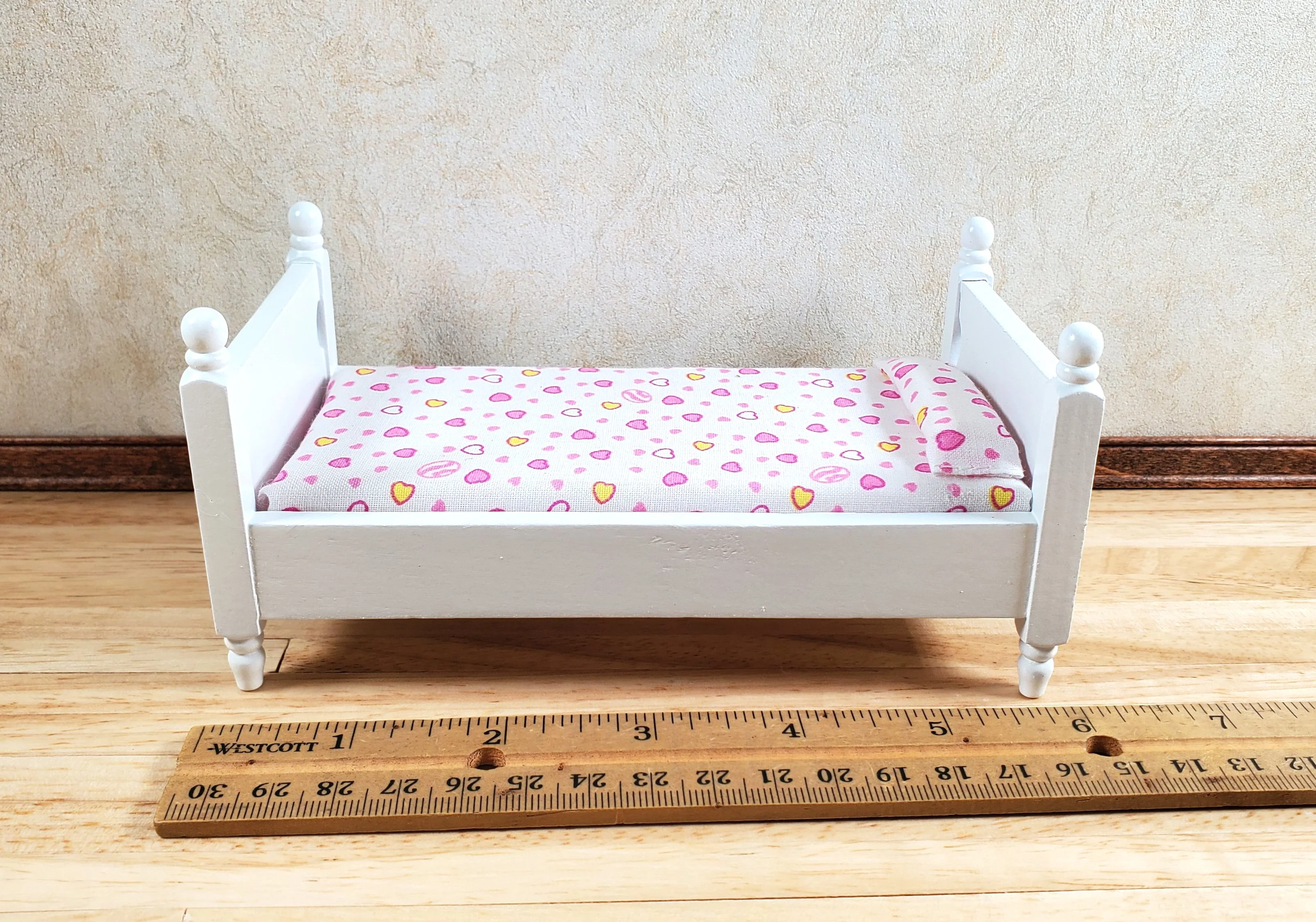 Dollhouse Bed Small Childs Size White 1:12 Scale Miniature Furniture - Image 6