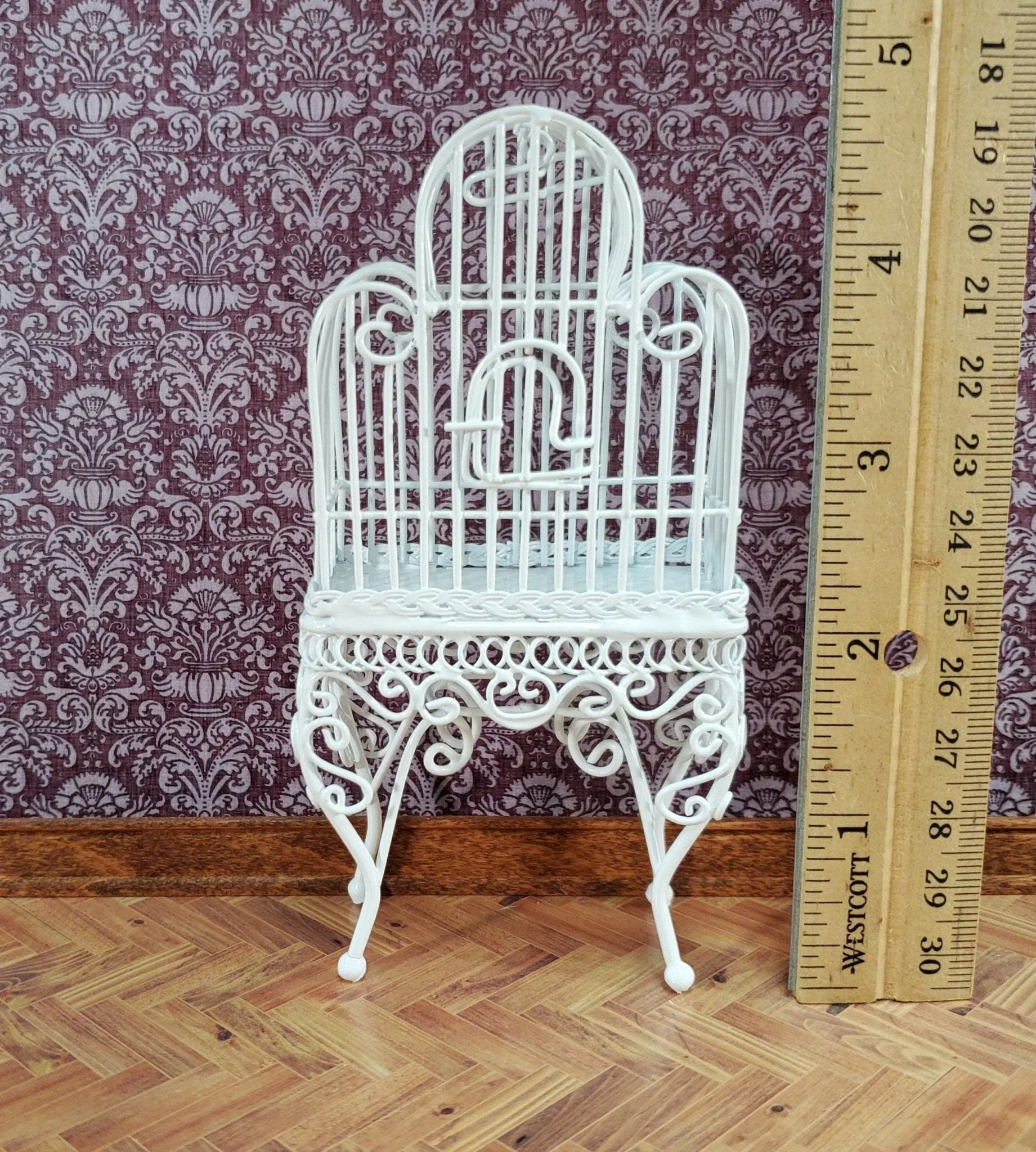 Dollhouse Birdcage Tall White Standing Metal Large 1:12 Scale Miniature - Image 4