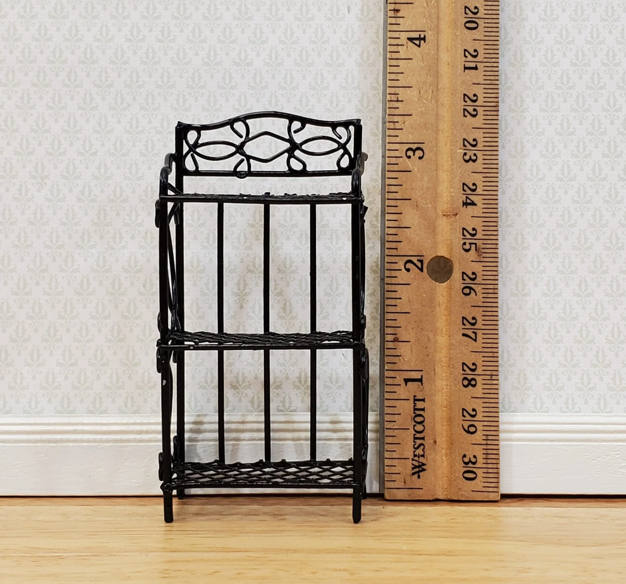 Dollhouse Black Metal Shelf Small 3 Shelves 1:12 Scale Miniature Kitchen Bakery - Image 6