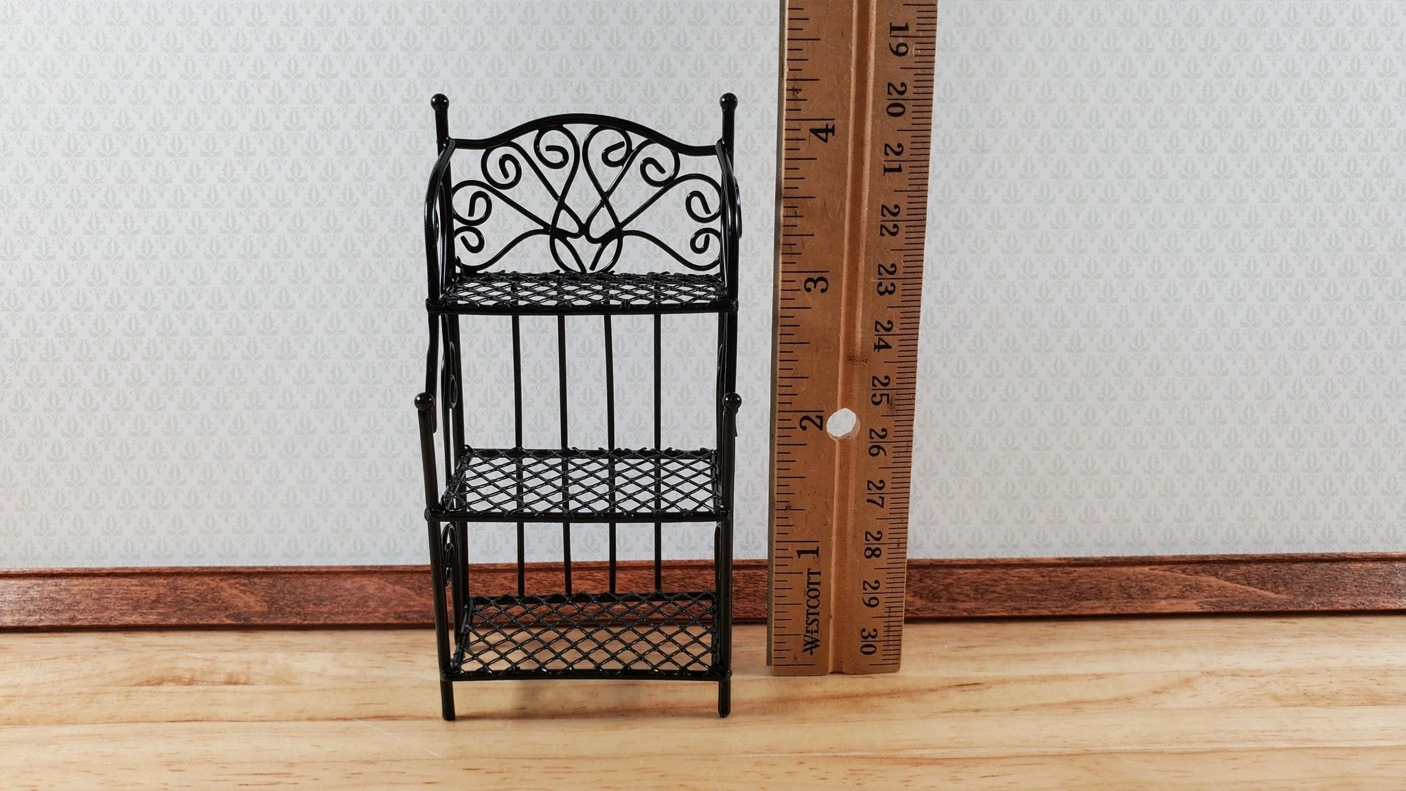 Dollhouse Black Metal Shelf Unit 3 Shelves 1:12 Scale Miniature Kitchen Bakery - Image 4