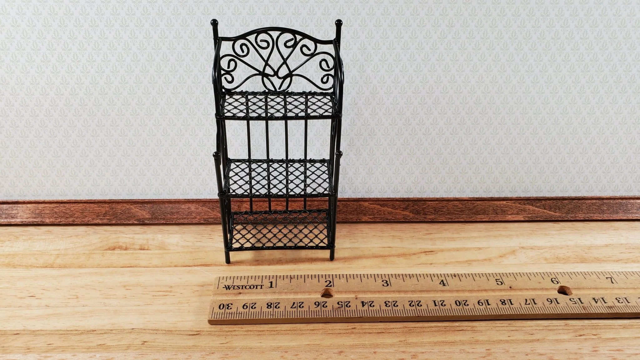 Dollhouse Black Metal Shelf Unit 3 Shelves 1:12 Scale Miniature Kitchen Bakery - Image 5