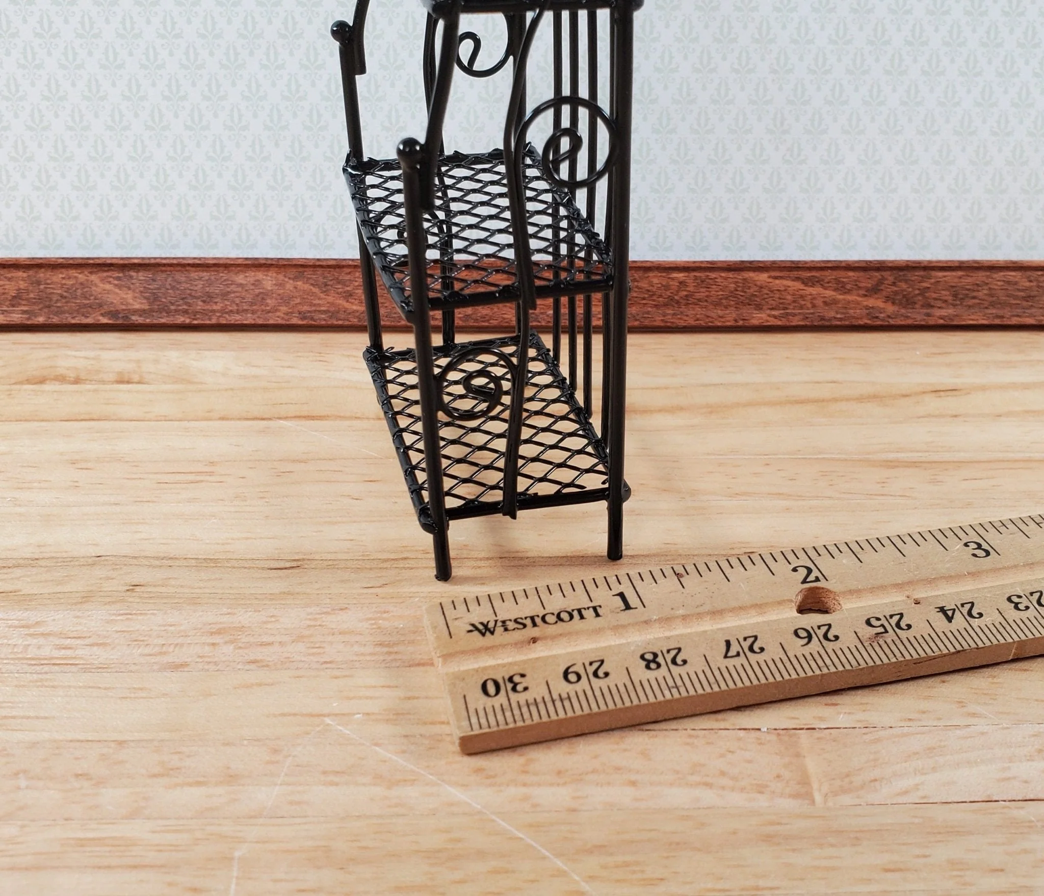Dollhouse Black Metal Shelf Unit 3 Shelves 1:12 Scale Miniature Kitchen Bakery - Image 6