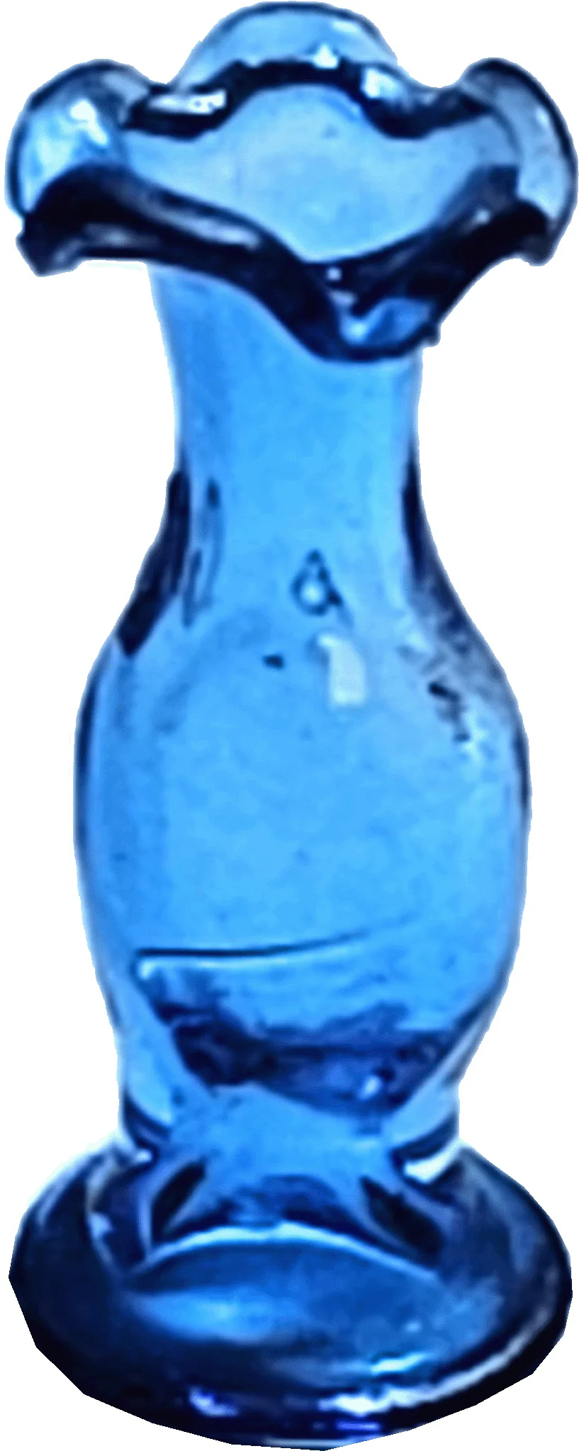 Dollhouse Blue Fluted Glass Pedestal Vase 1:12 Scale Miniature
