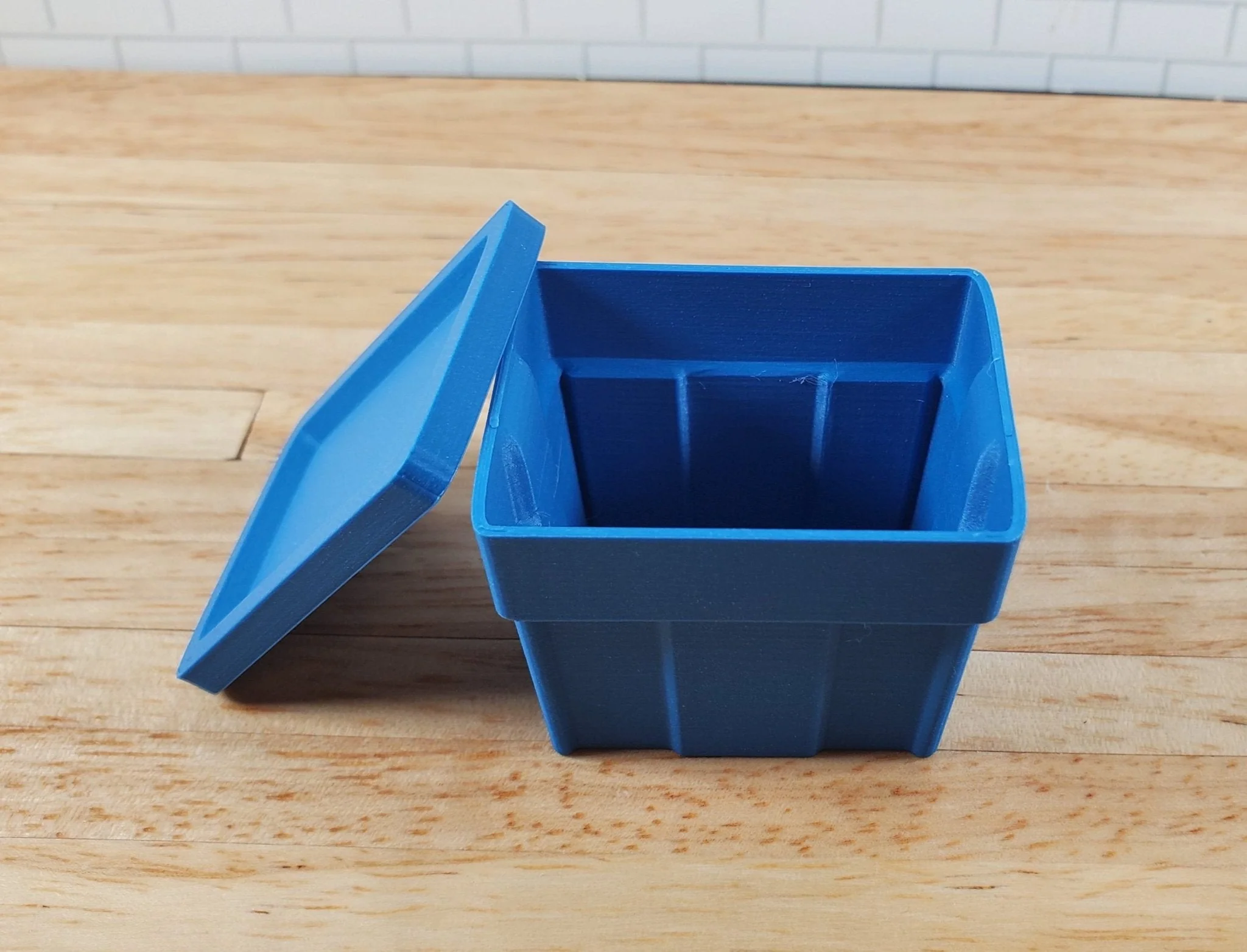 Dollhouse Blue Storage Bin Top Opens 1:12 Scale Model Diorama Action Figures - Image 2