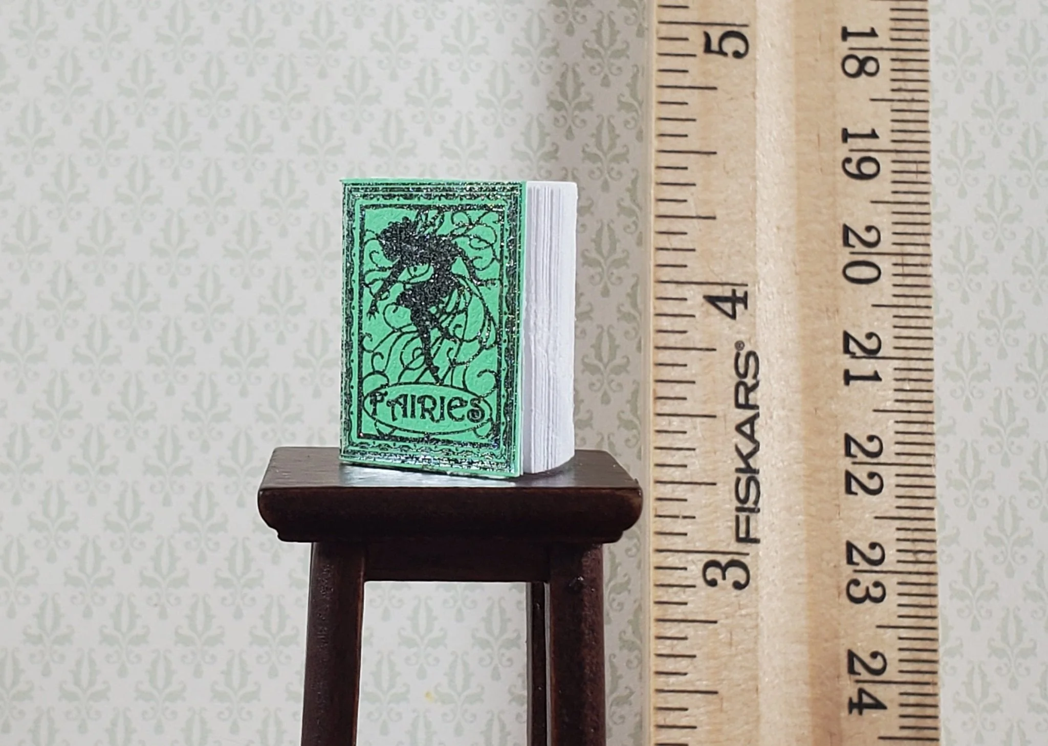 Dollhouse Book Fairies Green w/ Silver Gilt 1:12 Scale Miniature (blank inside) - Image 5