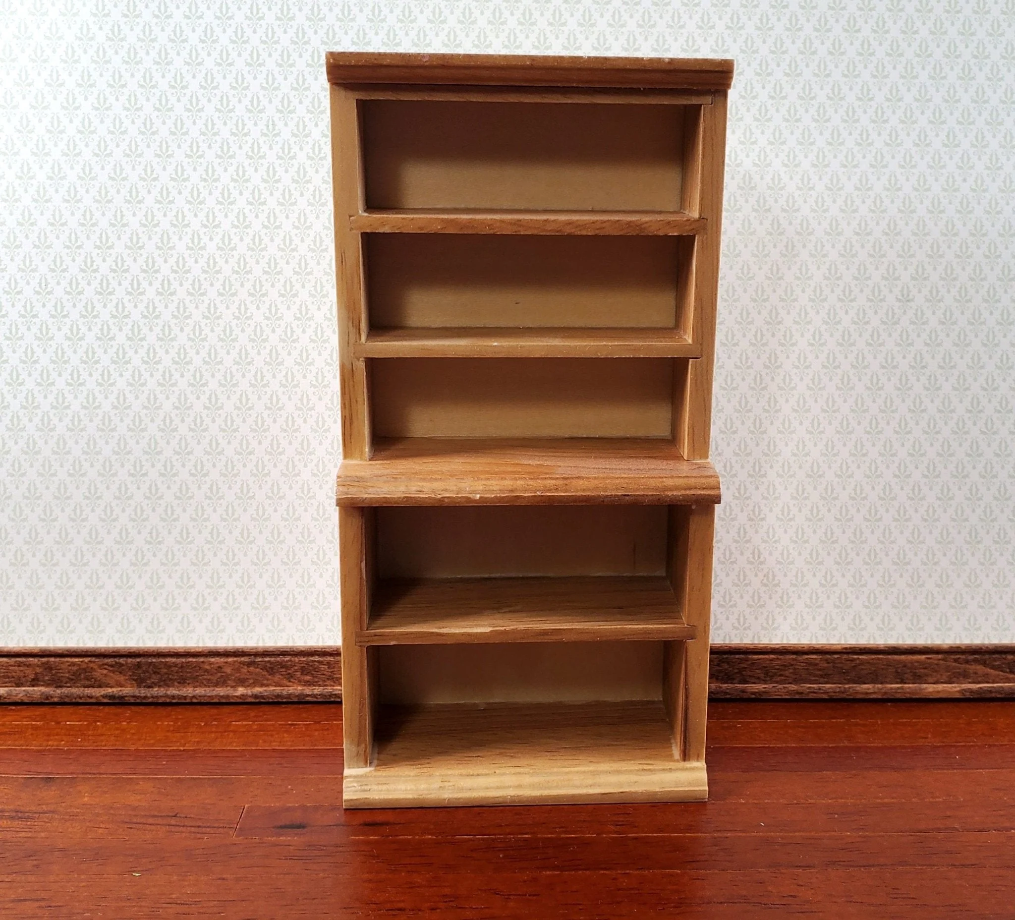 Dollhouse Bookcase or Shop Shelves Light Oak Finish 1:12 Scale Bookshelf - Image 2