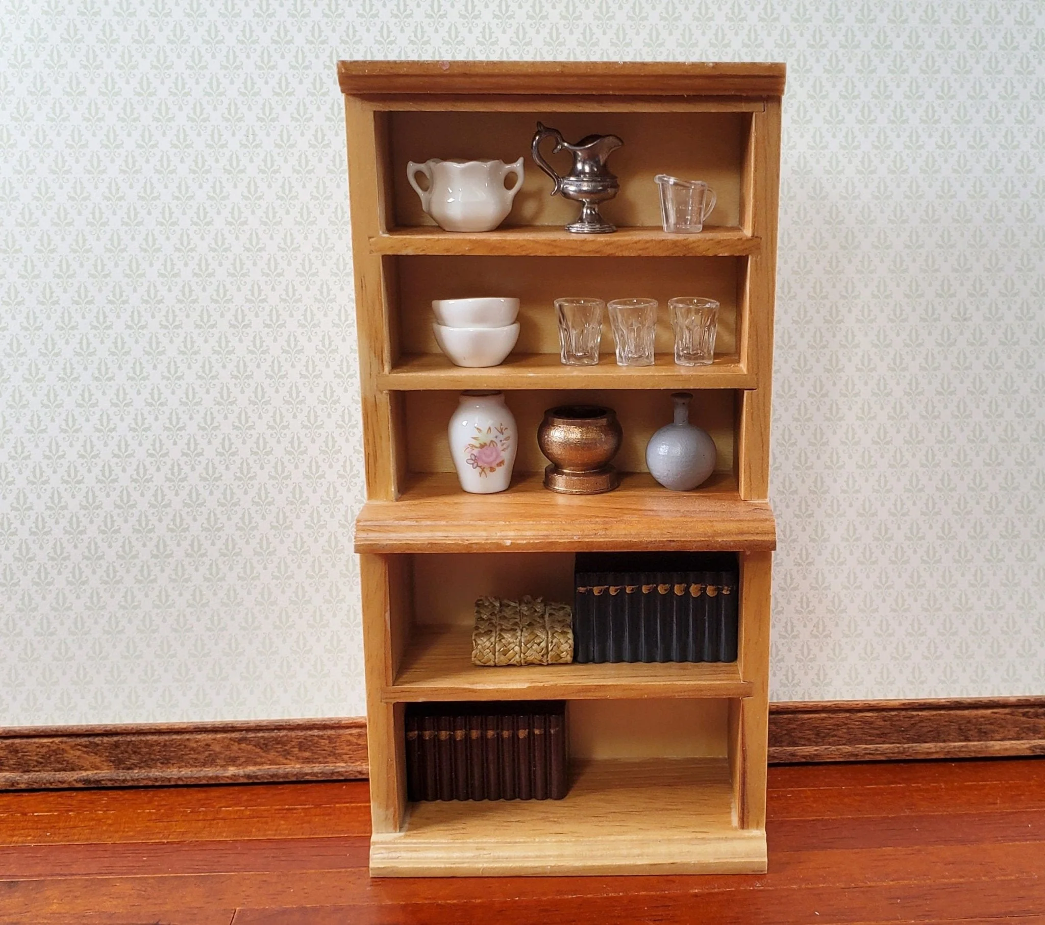 Dollhouse Bookcase or Shop Shelves Light Oak Finish 1:12 Scale Bookshelf - Image 3