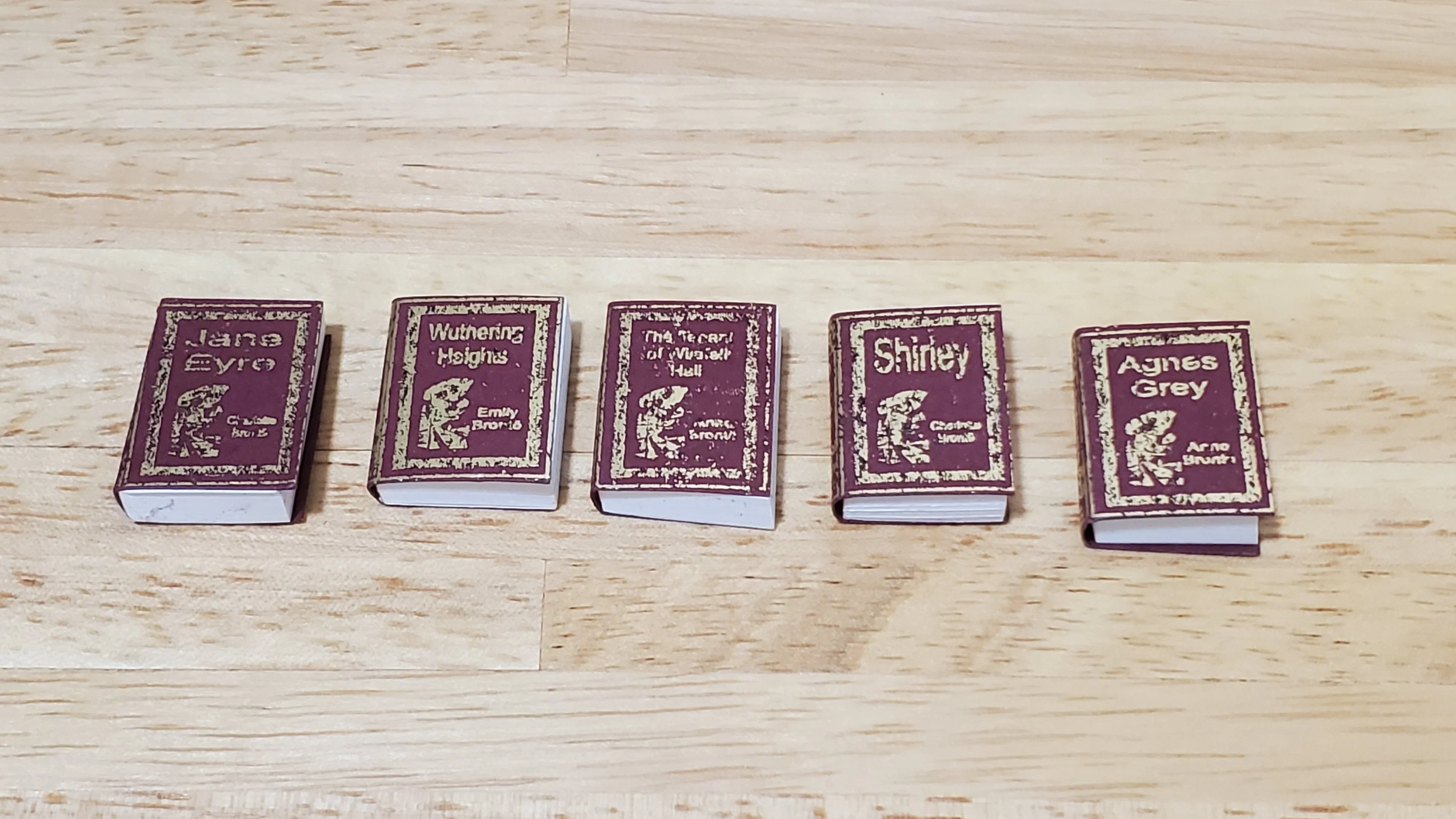 Dollhouse Books x5 Bronte Sisters 1:12 Scale Miniatures (blank inside) Handmade - Image 2