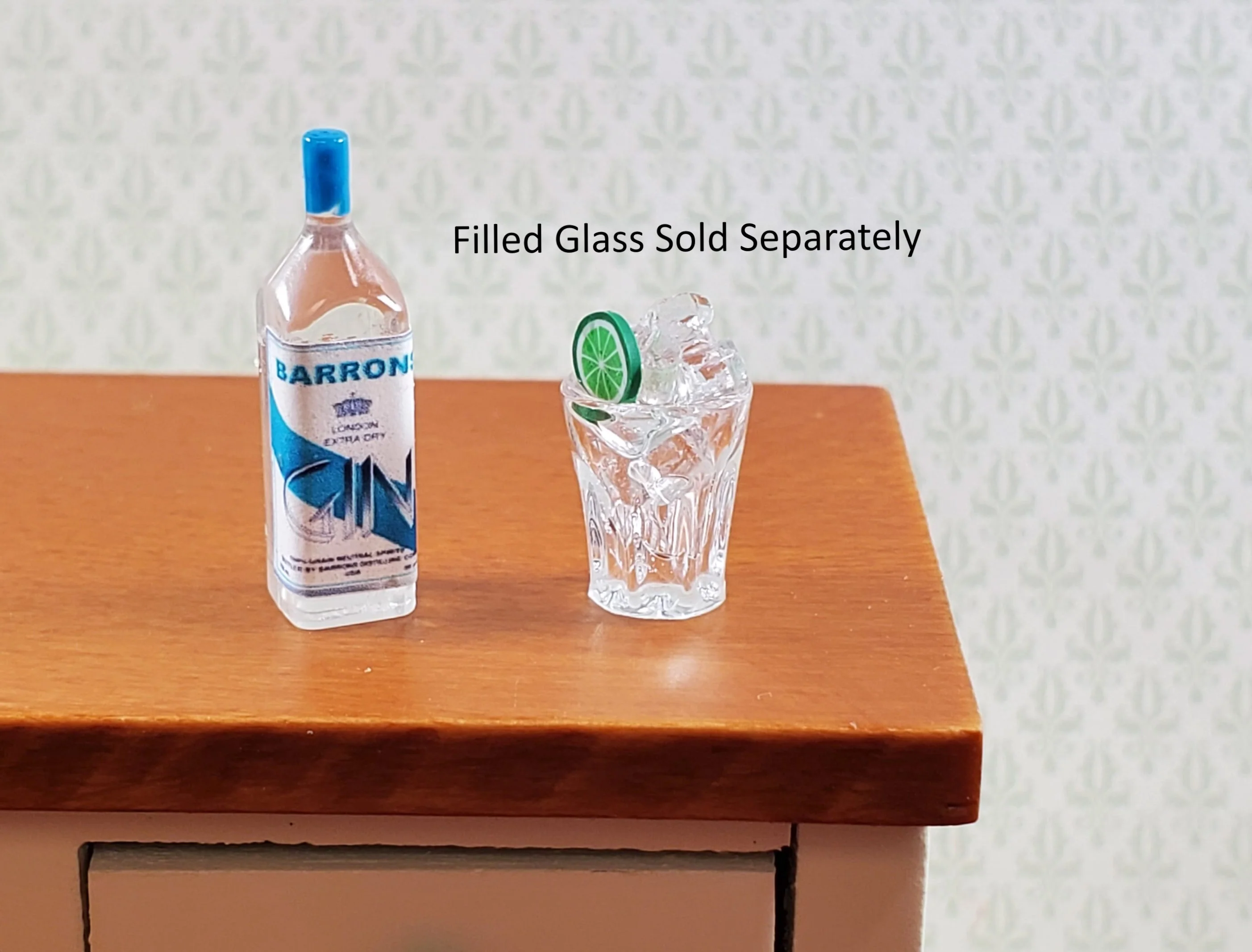 Dollhouse Bottle of Gin 1:12 Scale Miniature Drinks Handmade - Image 3
