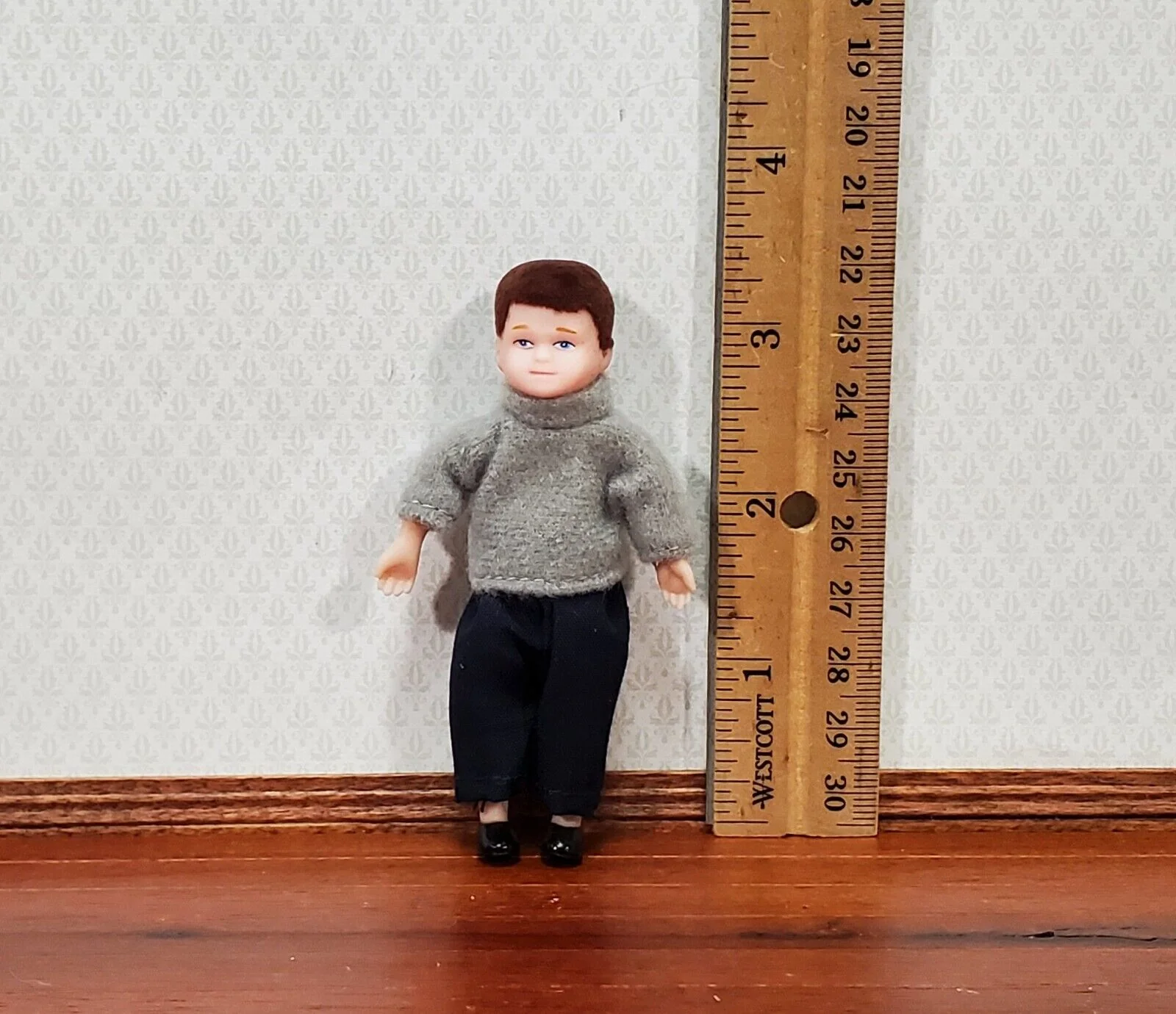 Dollhouse Boy Doll Modern Young Brother Vinyl 1:12 Scale Removable Clothes - Image 3