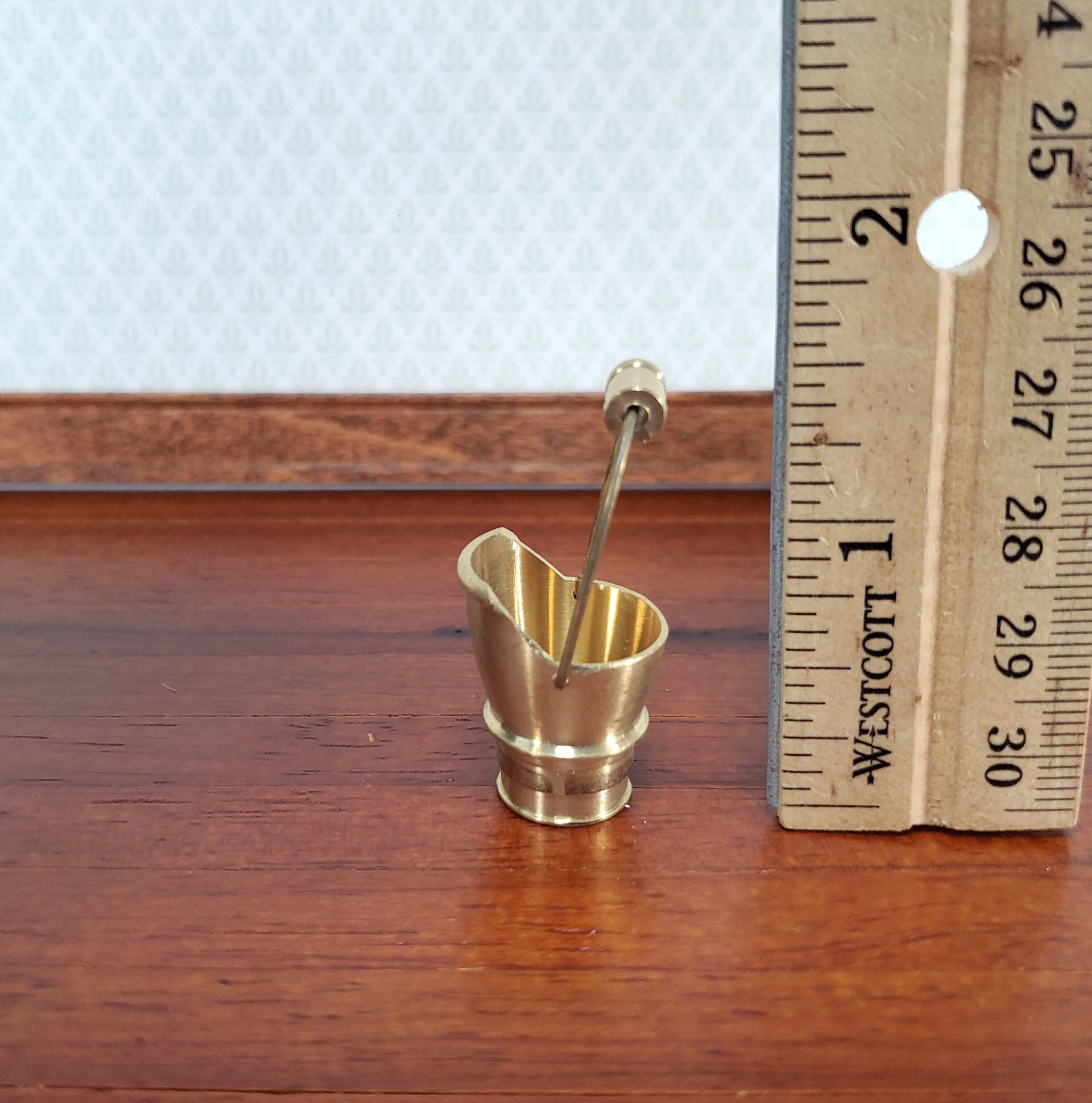 Dollhouse Brass Coal Scuttle Bucket Fireplace Accessory 1:12 Scale Miniature - Image 4