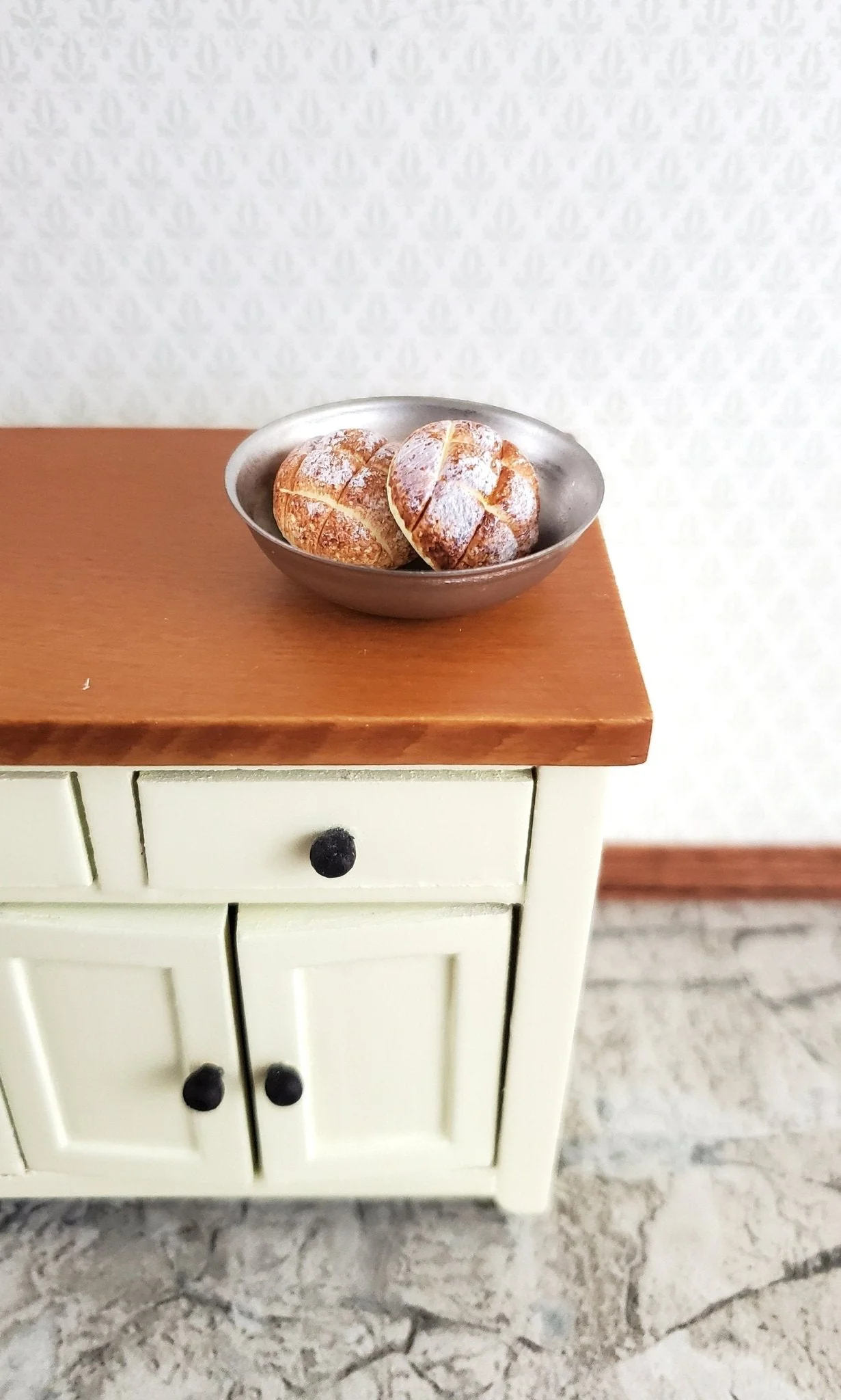 Dollhouse Bread x2 Round Loaves 1:12 Scale Food Kitchen Bakery - Image 3