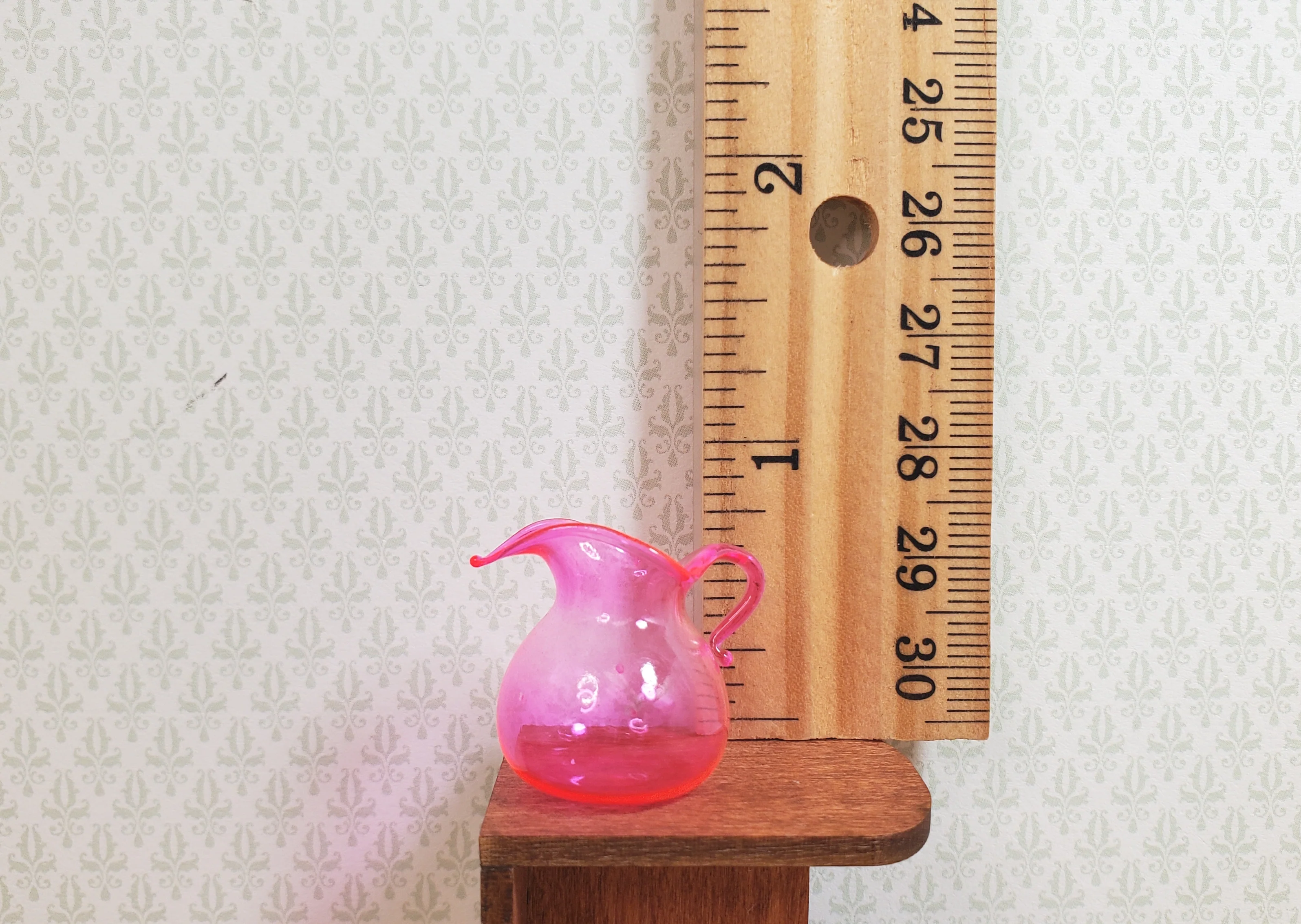 Dollhouse Bright Pink Glass Flared Pitcher 1:12 Scale Miniature Kitchen - Image 3