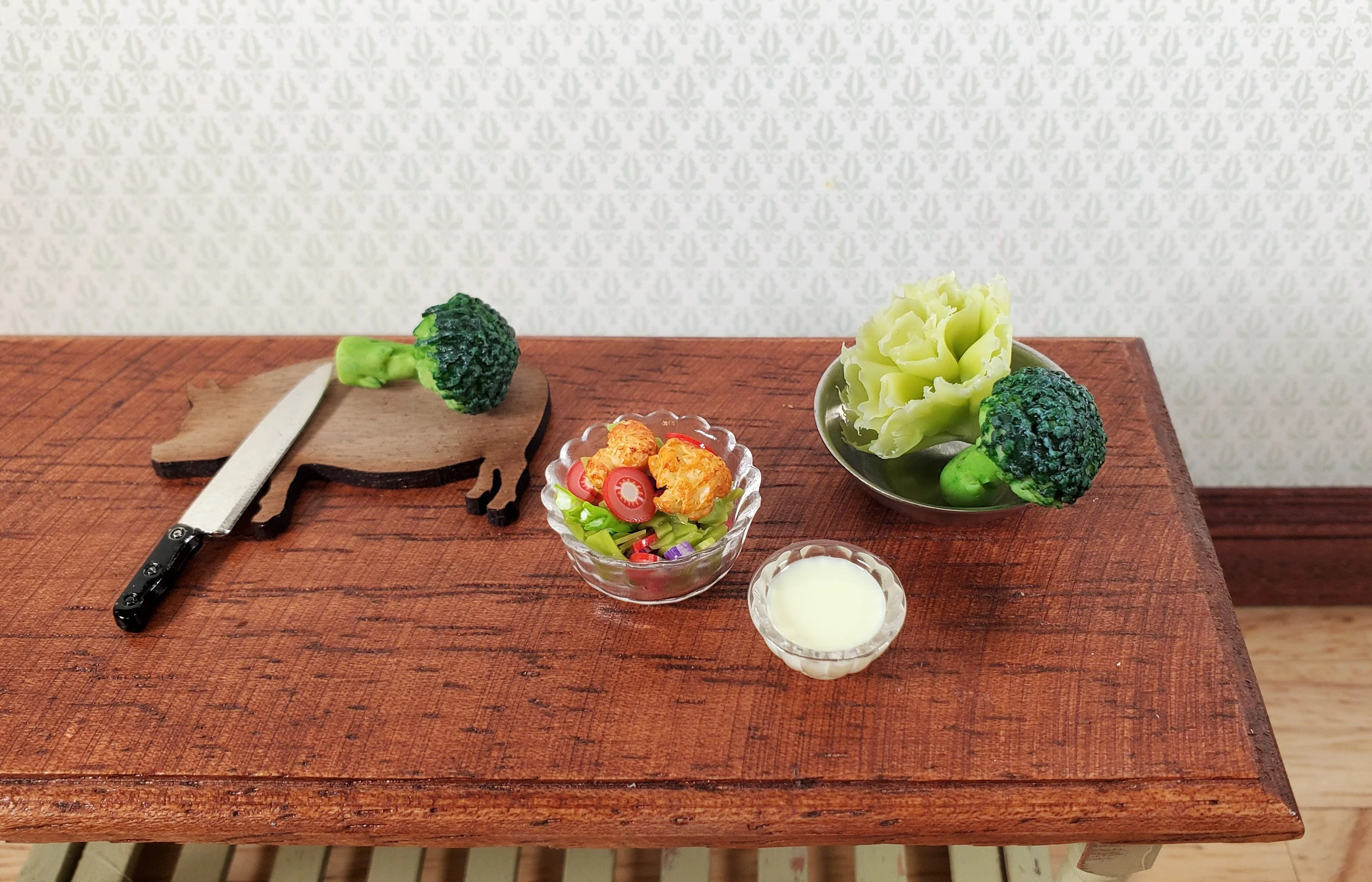 Dollhouse Broccoli Set of 2 1:12 Scale Miniature Kitchen Food Vegetables Grocery - Image 3