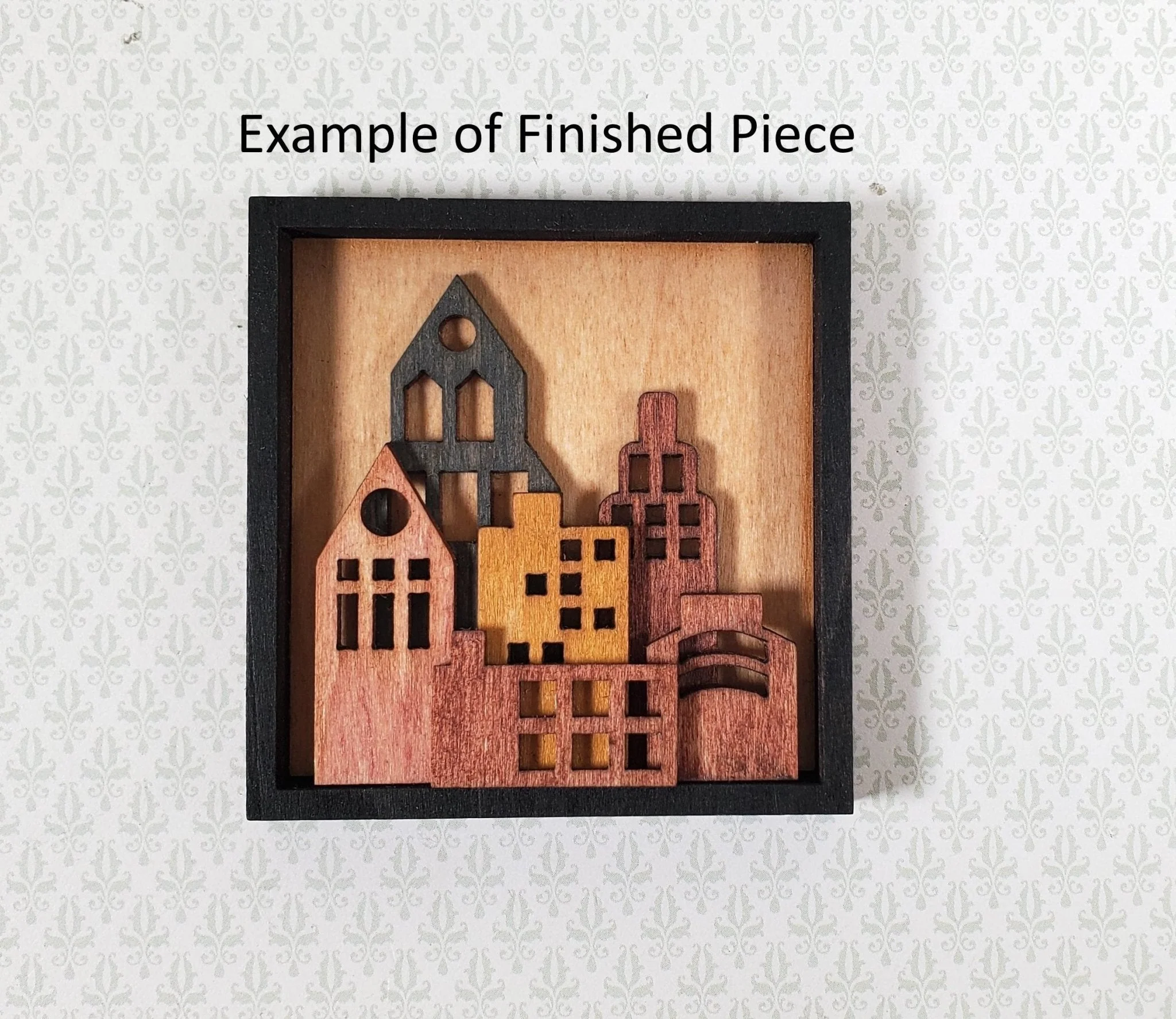 Dollhouse Buildings Cityscape Wall Art Kit DIY Modern Style 1:12 Scale Miniature - Image 3