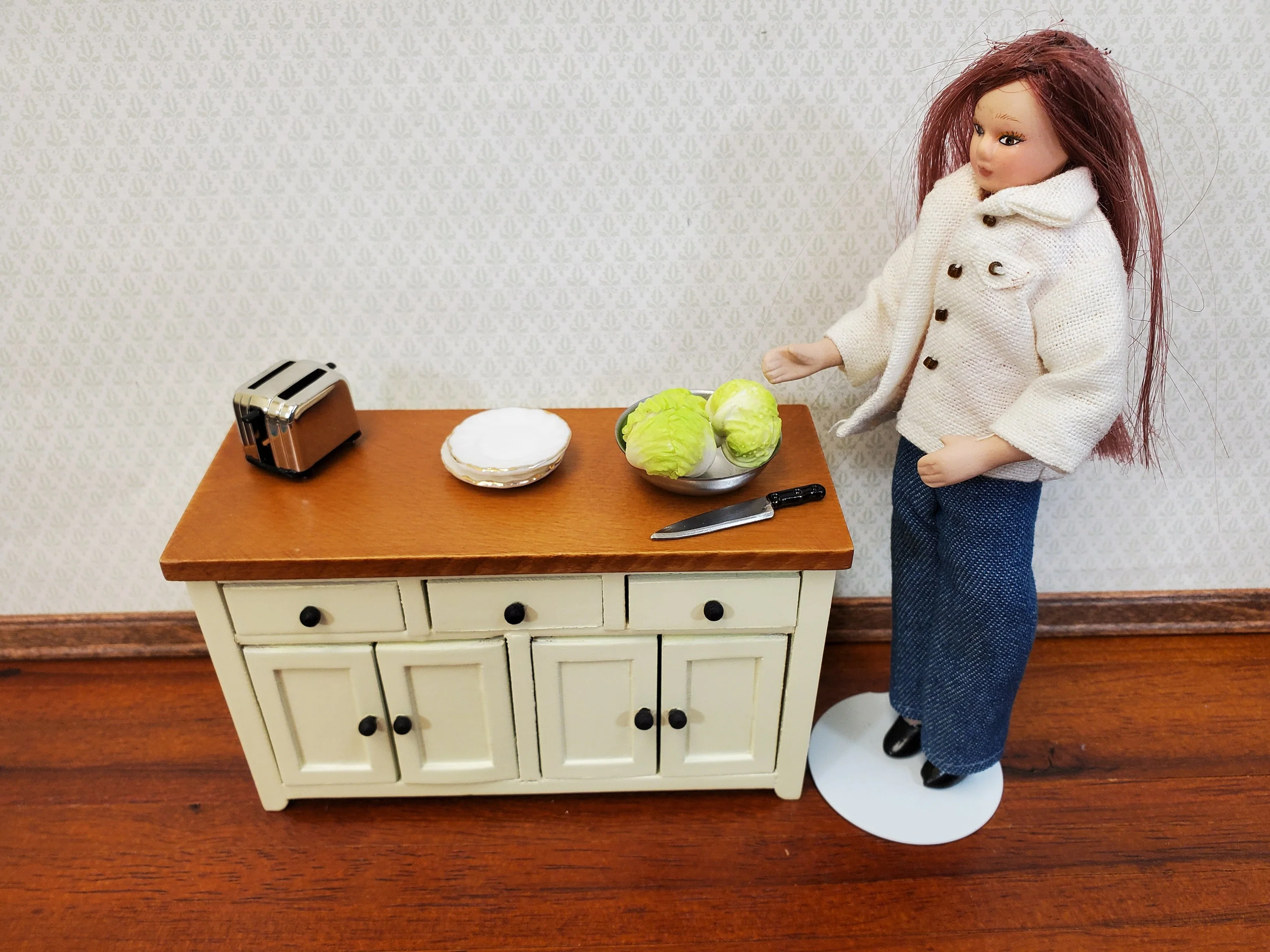 Dollhouse Cabbage or Iceberg Lettuce 3 Heads 1:12 Scale Miniature Kitchen Food Vegetables - Image 2