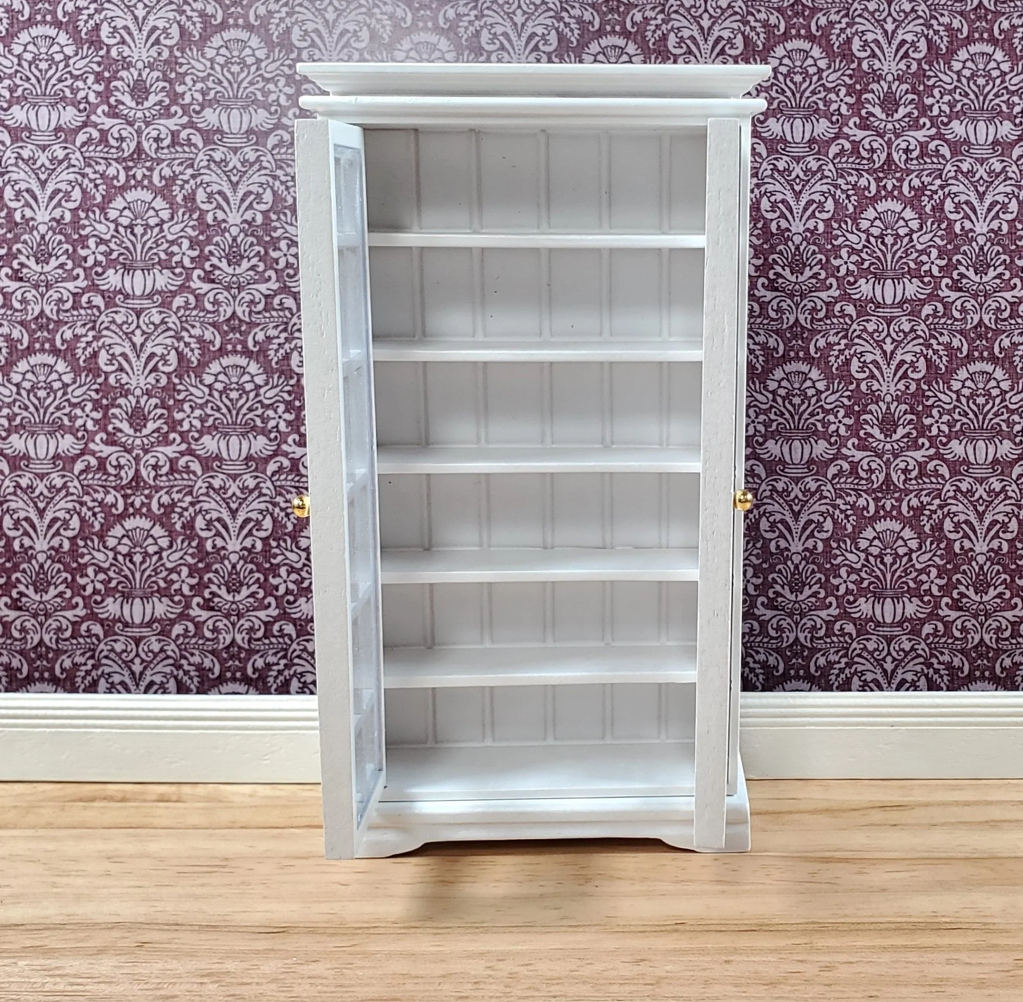 Dollhouse Cabinet Pantry Small Profile WHITE 1:12 Scale Miniature Furniture - Image 3