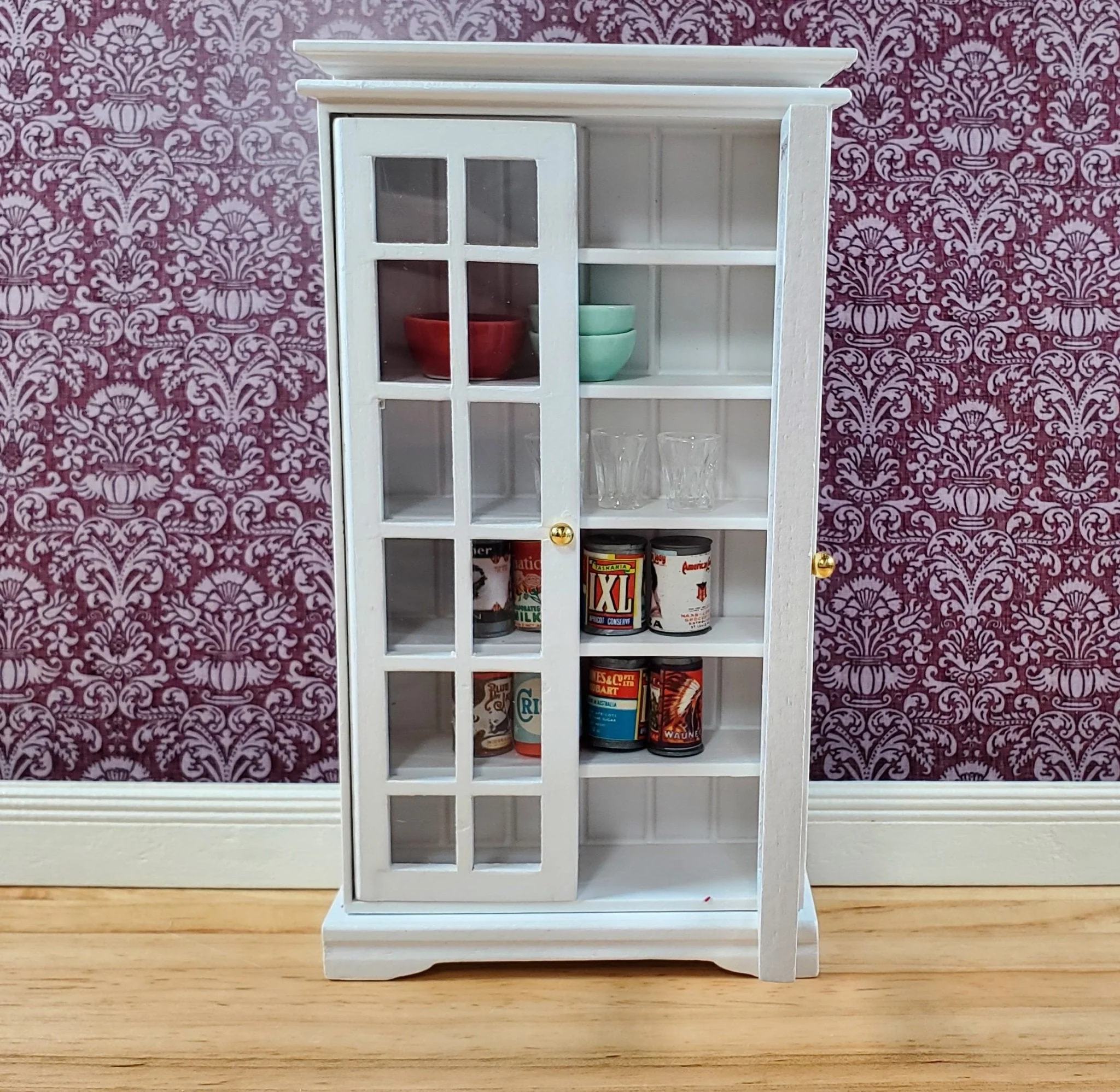 Dollhouse Cabinet Pantry Small Profile WHITE 1:12 Scale Miniature Furniture - Image 4