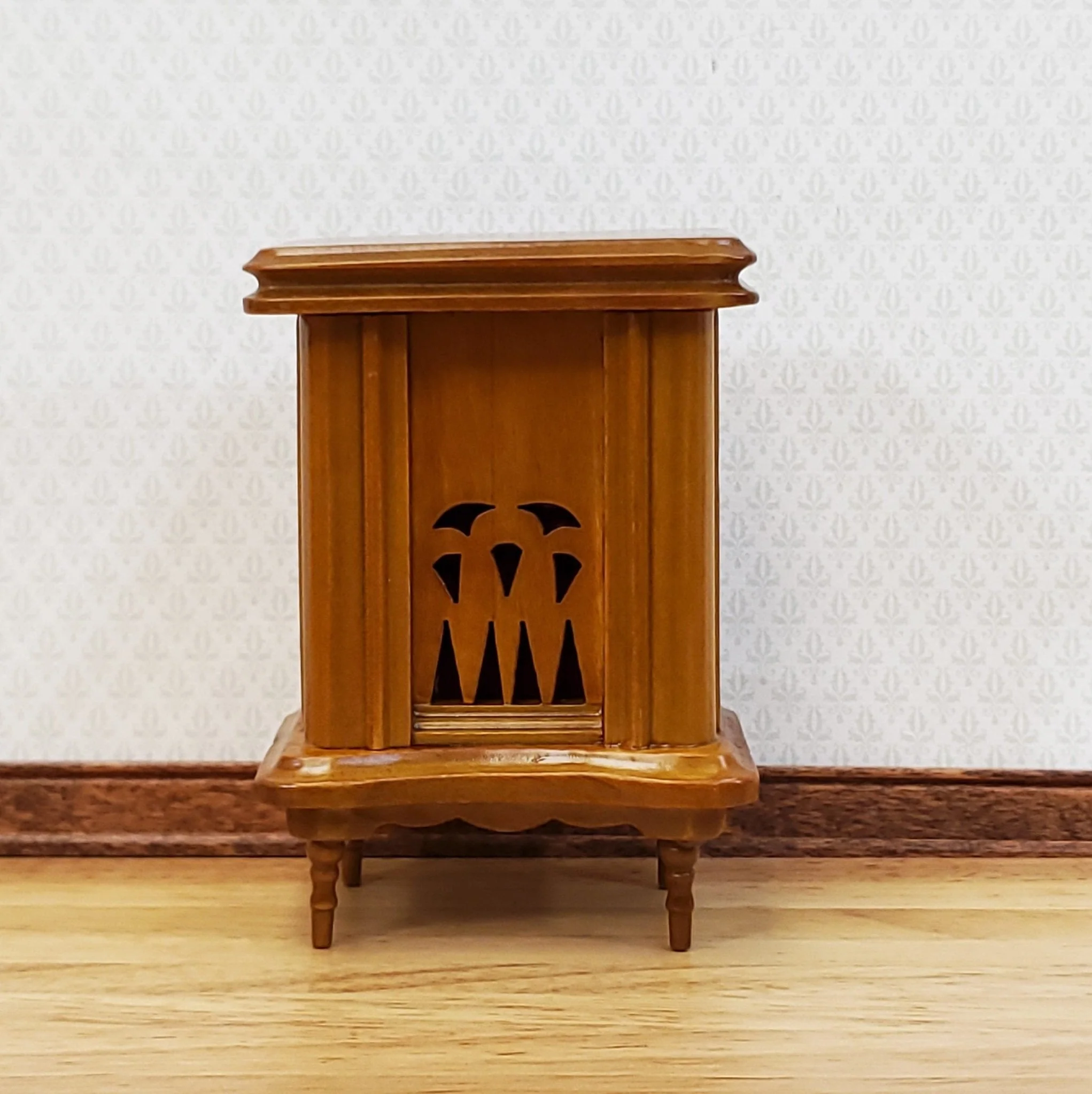 Dollhouse Cabinet Radio Vintage Style Wood Walnut Finish 1:12 Scale Miniature - Image 2