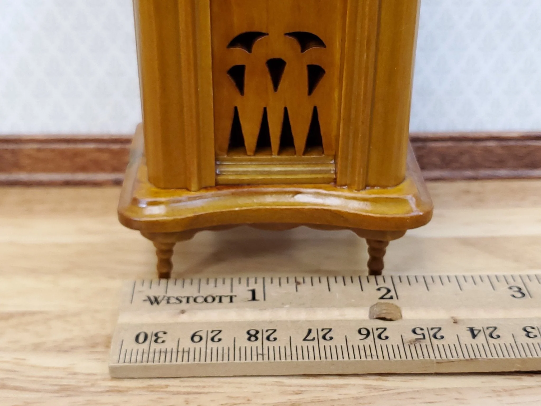 Dollhouse Cabinet Radio Vintage Style Wood Walnut Finish 1:12 Scale Miniature - Image 6