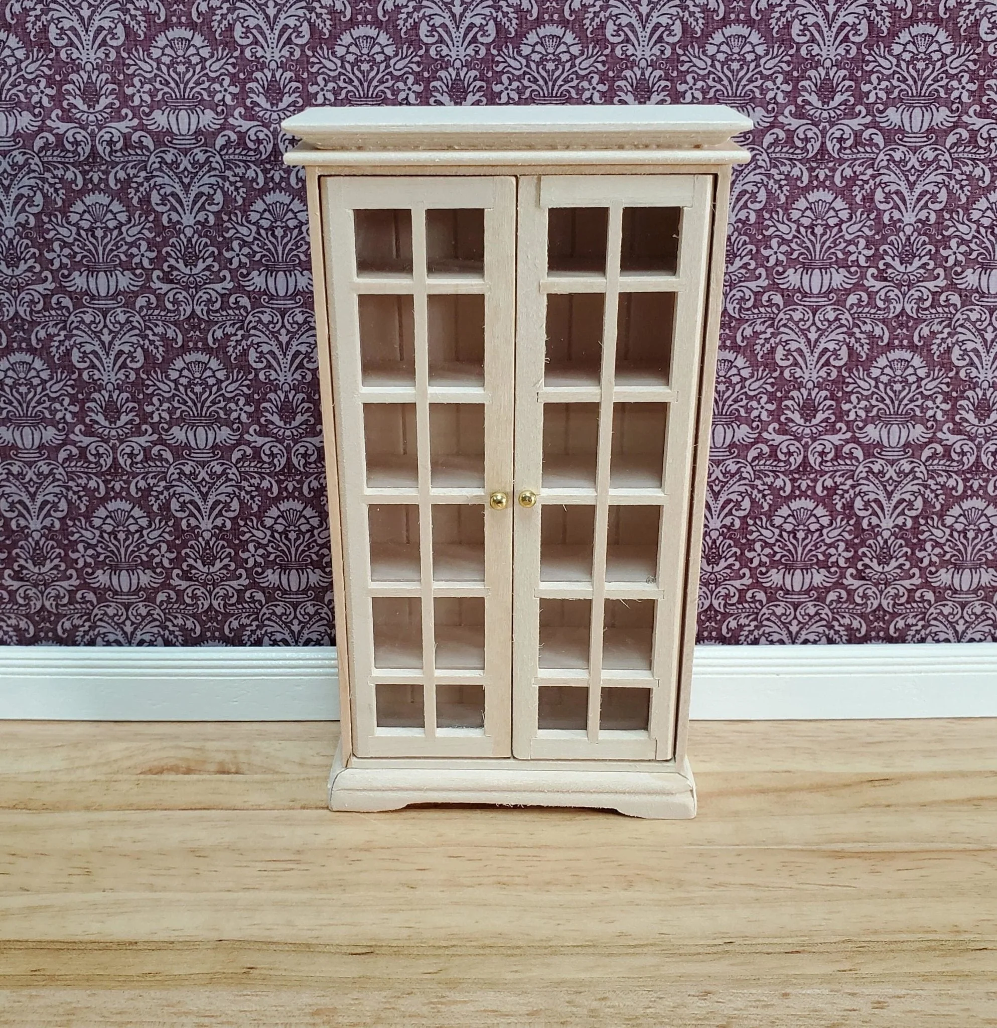 Dollhouse Cabinet with Doors Small Profile 1:12 Scale Miniature Furniture Unpainted