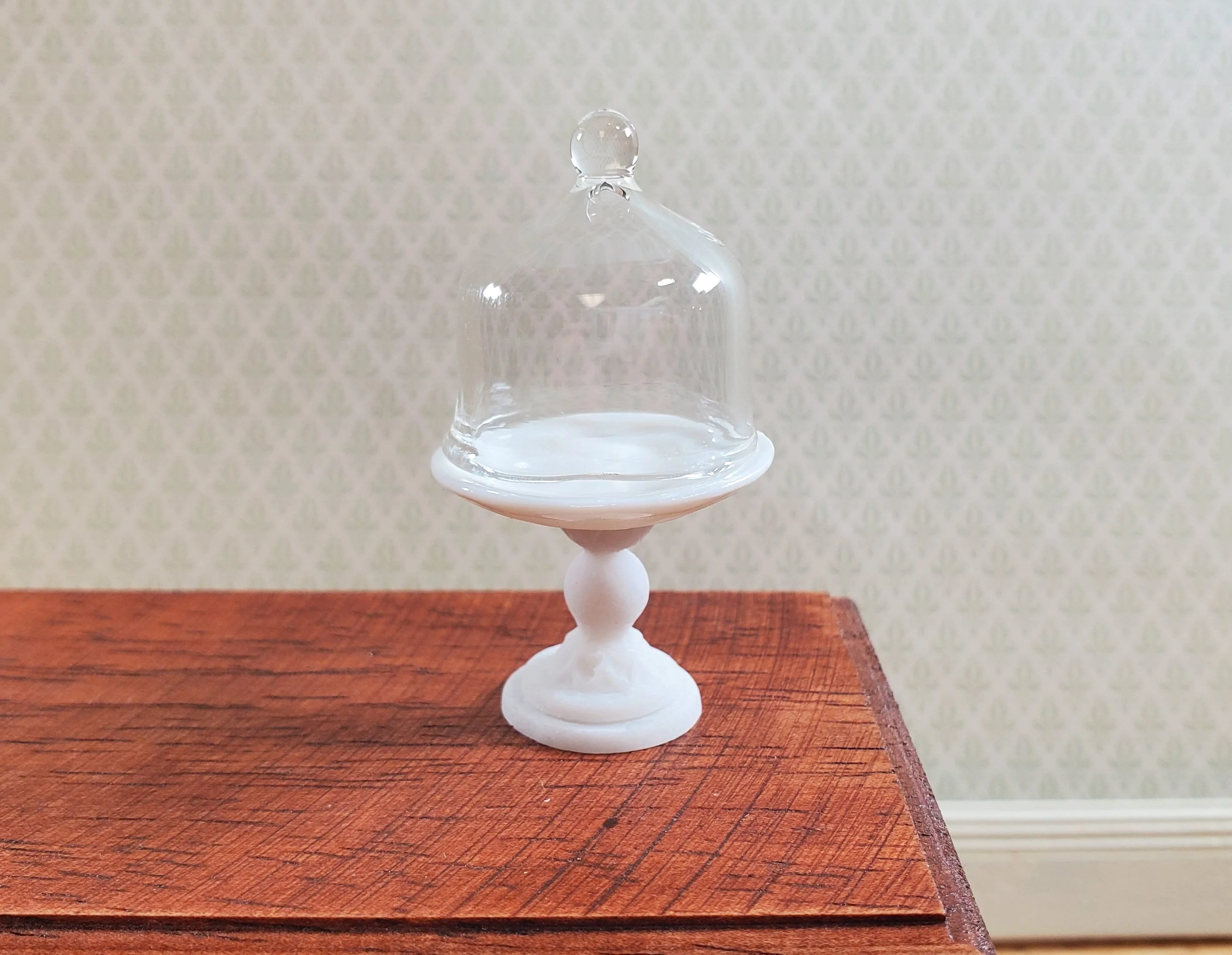 Dollhouse Cake Stand with Dome Glass & Ceramic 1:12 Scale Miniature - Image 2