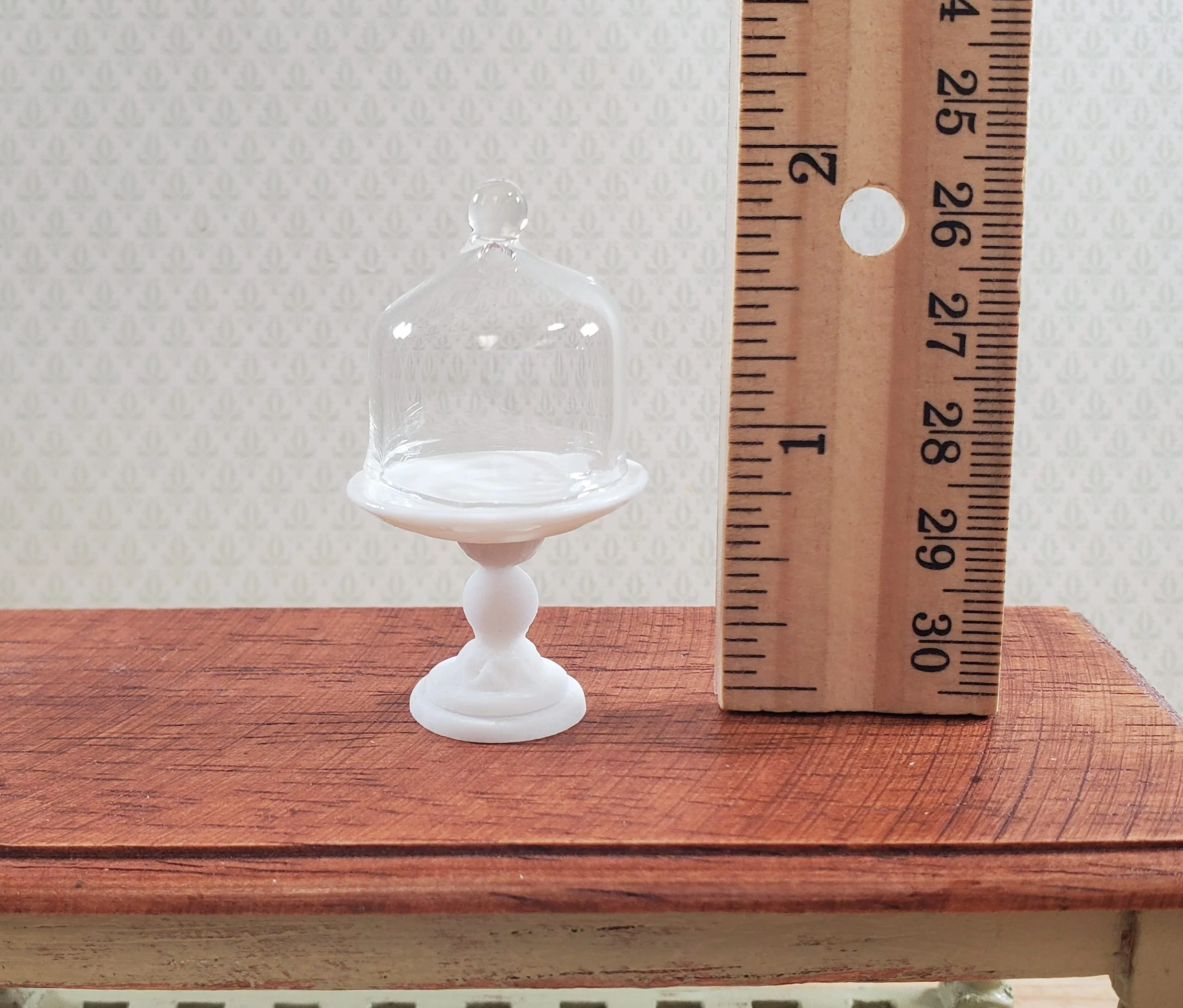Dollhouse Cake Stand with Dome Glass & Ceramic 1:12 Scale Miniature - Image 3