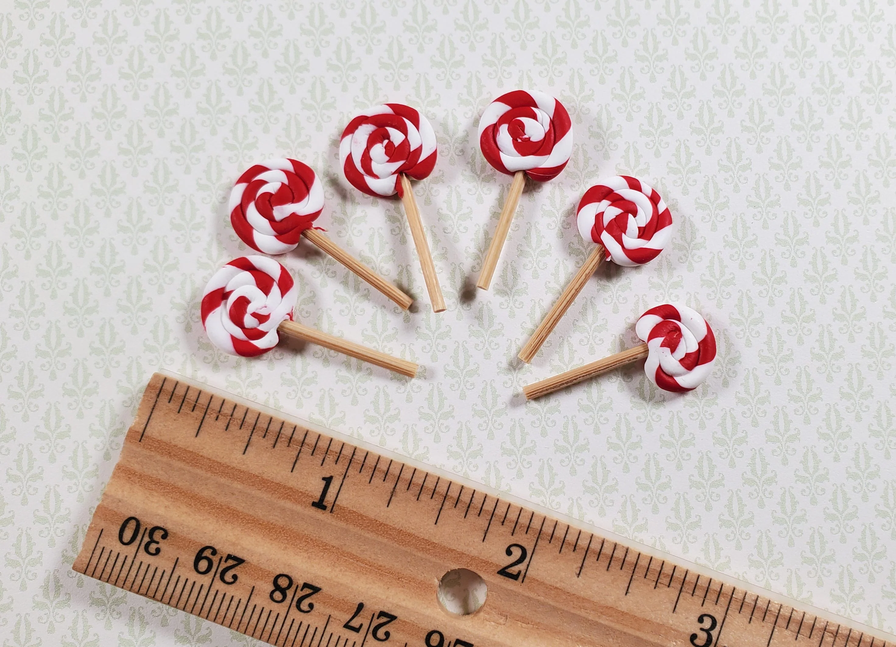 Dollhouse Candy Cane Lollipop Suckers x6 1:12 Scale Miniature Food Treats - Image 3