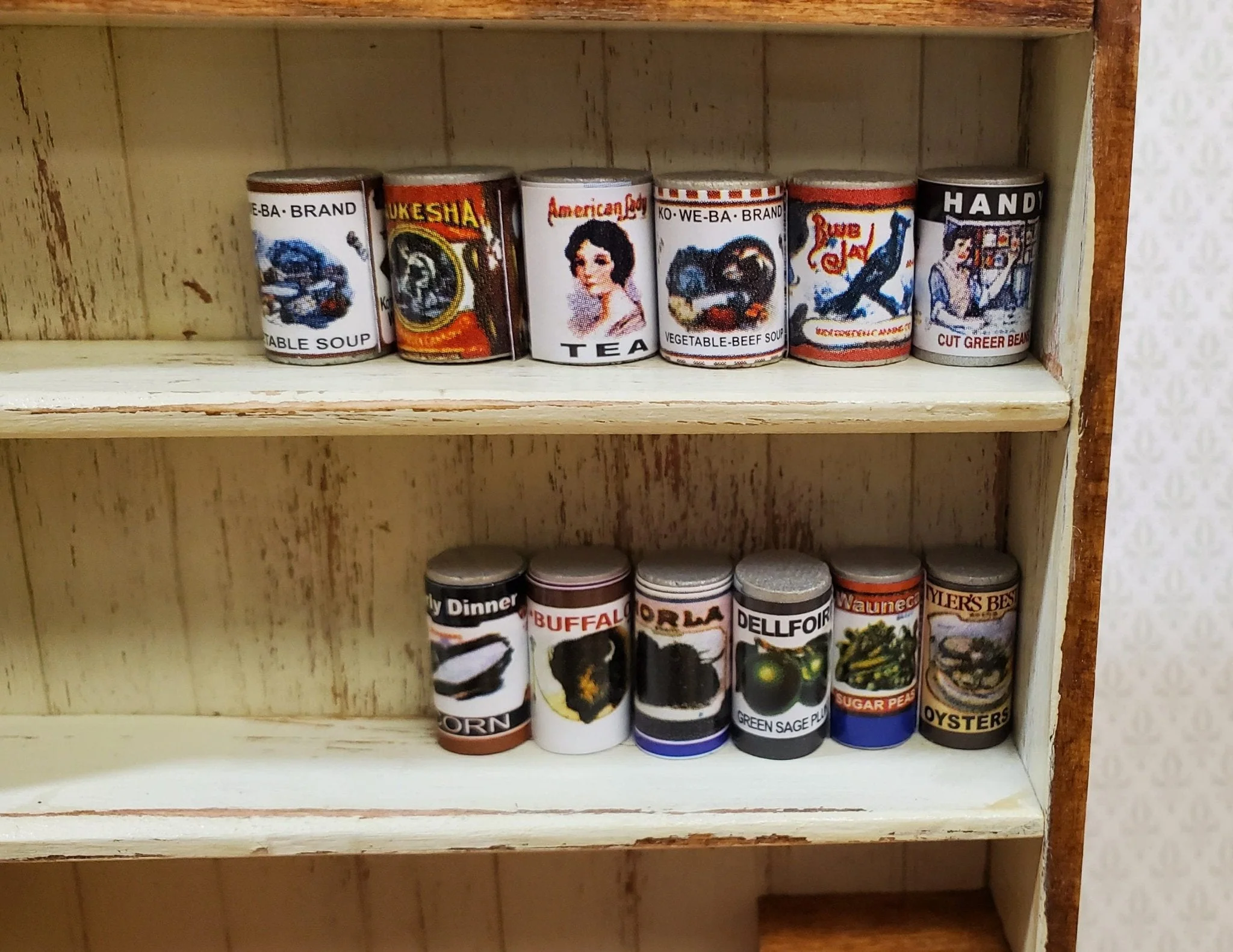 Dollhouse Canned Goods Old Fashion Grocery Store 12 Pieces 1:12 Scale Food - Image 2