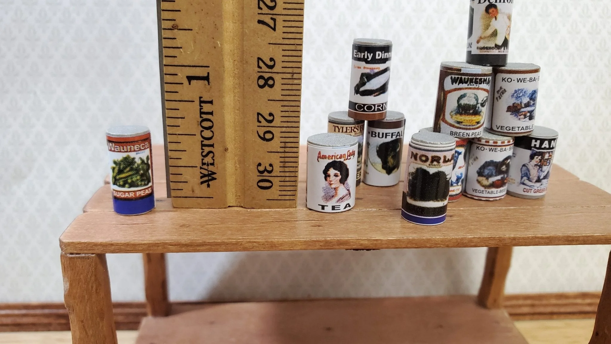 Dollhouse Canned Goods Old Fashion Grocery Store 12 Pieces 1:12 Scale Food - Image 3