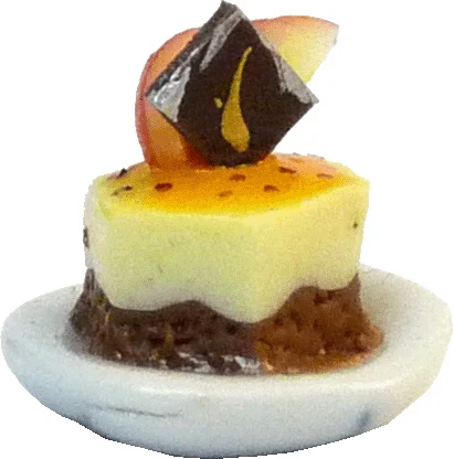 Dollhouse Caramel Flan with Apple & Chocolate Accent 1:12 Scale Miniature Food