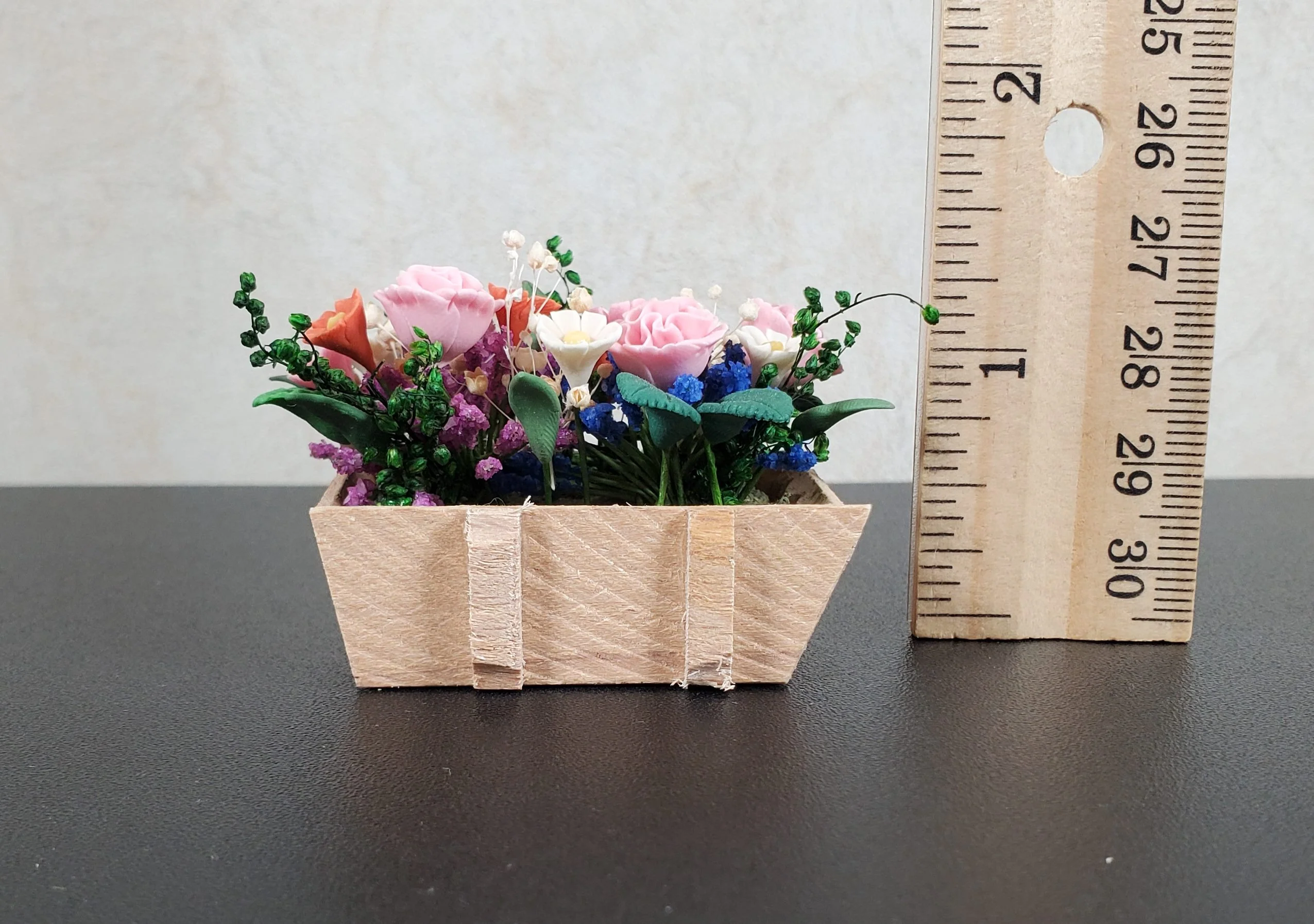 Dollhouse Carnations and Assorted Flowers in Rustic Planter 1:12 Scale Miniature - Image 7