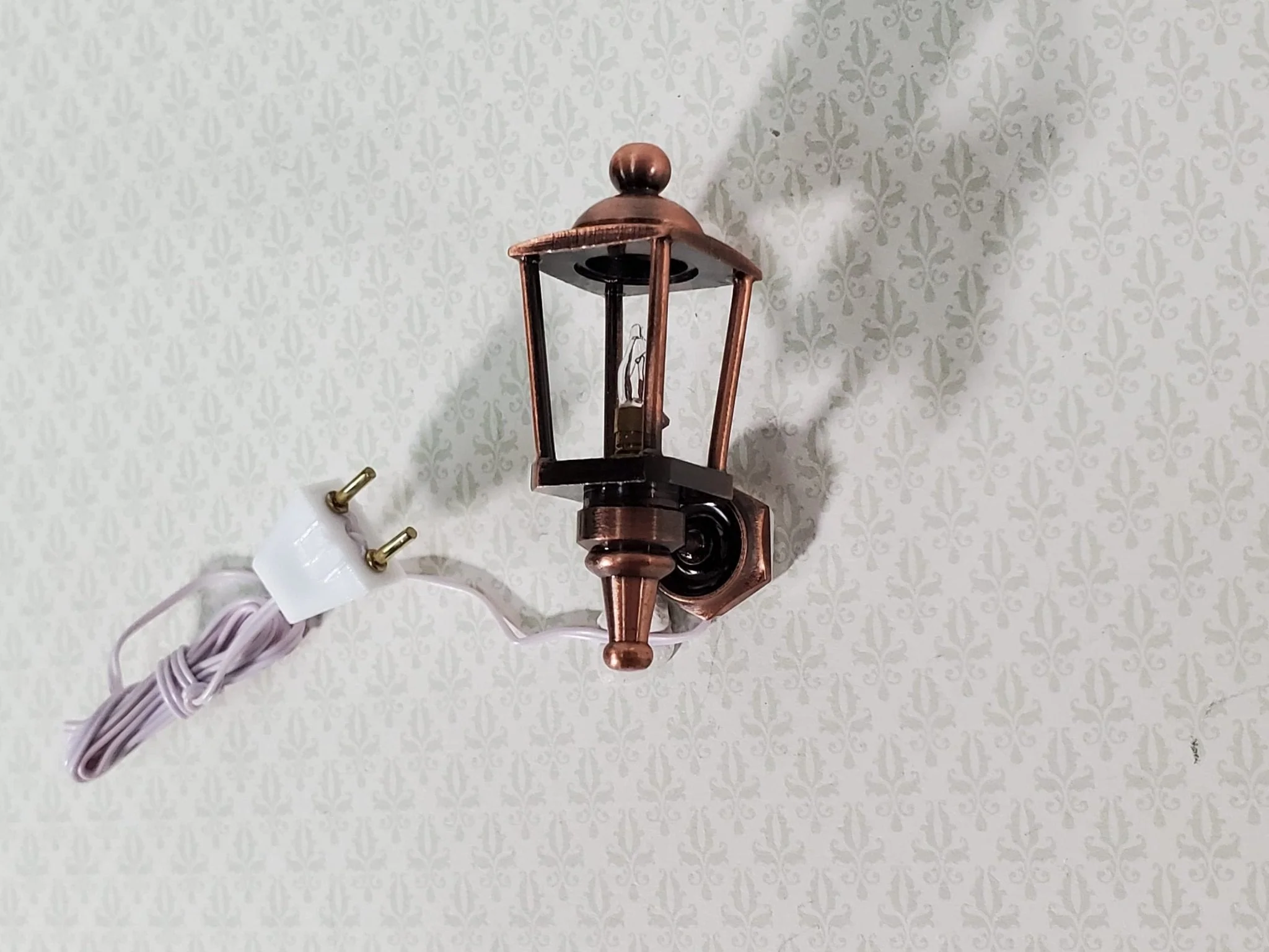 Dollhouse Carriage Coach Lamp Bronze 1:12 Scale Miniature 12 Volt with Plug Porch Light - Image 2