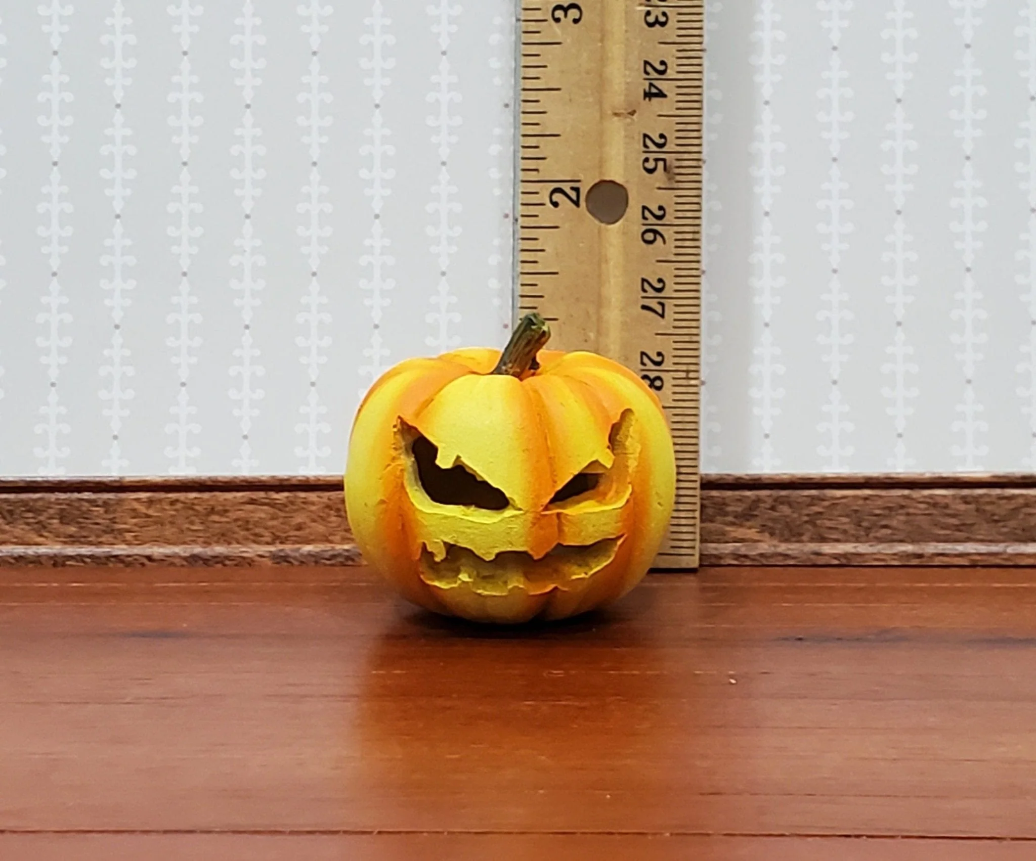 Dollhouse Carved Pumpkin for Halloween Decor 1:12 Scale Miniature Hole for Light - Image 6