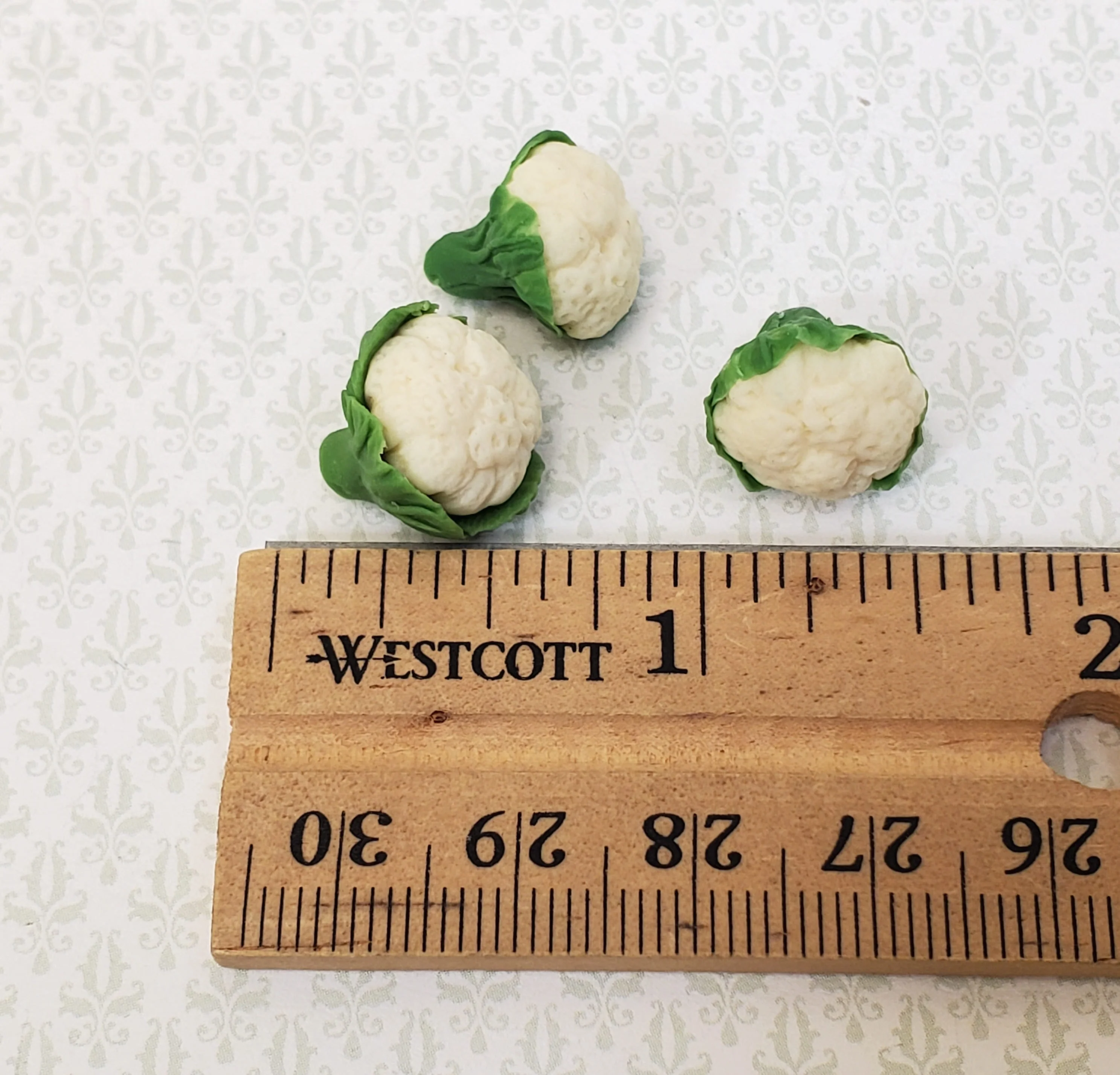 Dollhouse Cauliflower 3 Heads 1:12 Scale Miniature Kitchen Food Vegetables - Image 2