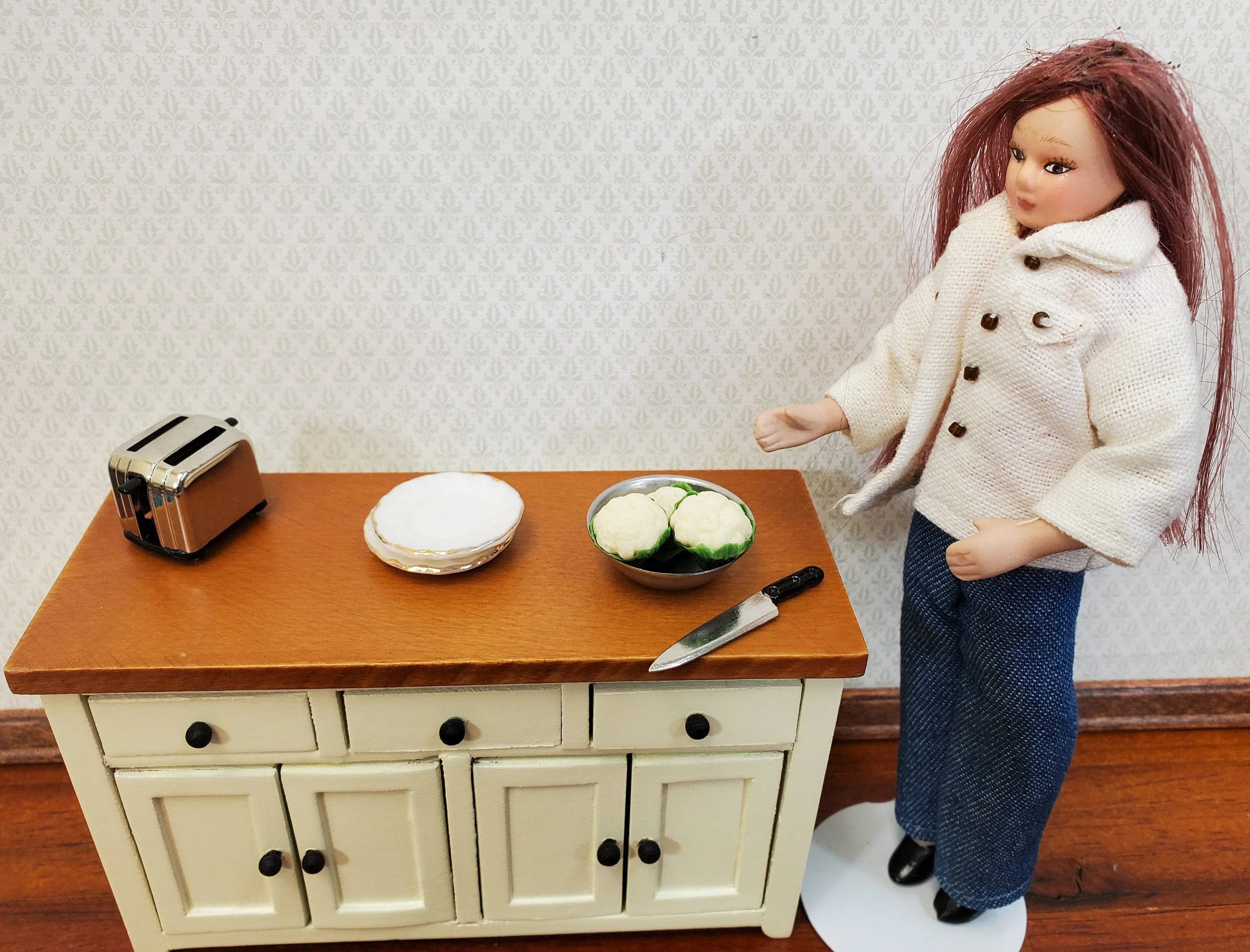 Dollhouse Cauliflower 3 Heads 1:12 Scale Miniature Kitchen Food Vegetables - Image 3