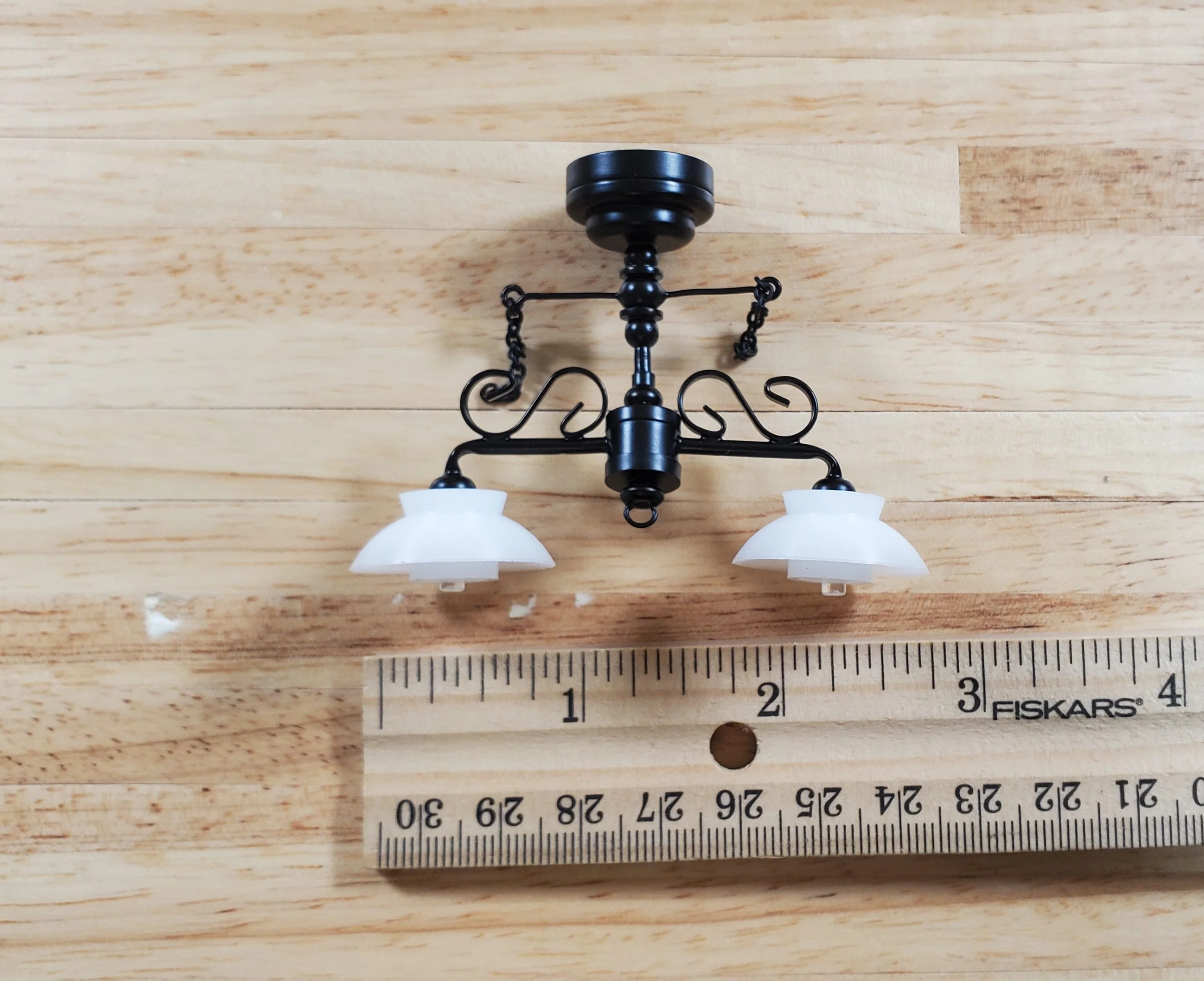 Dollhouse Ceiling Light Black with Chains & Wand 1:12 Miniature Battery Lamp - Image 5