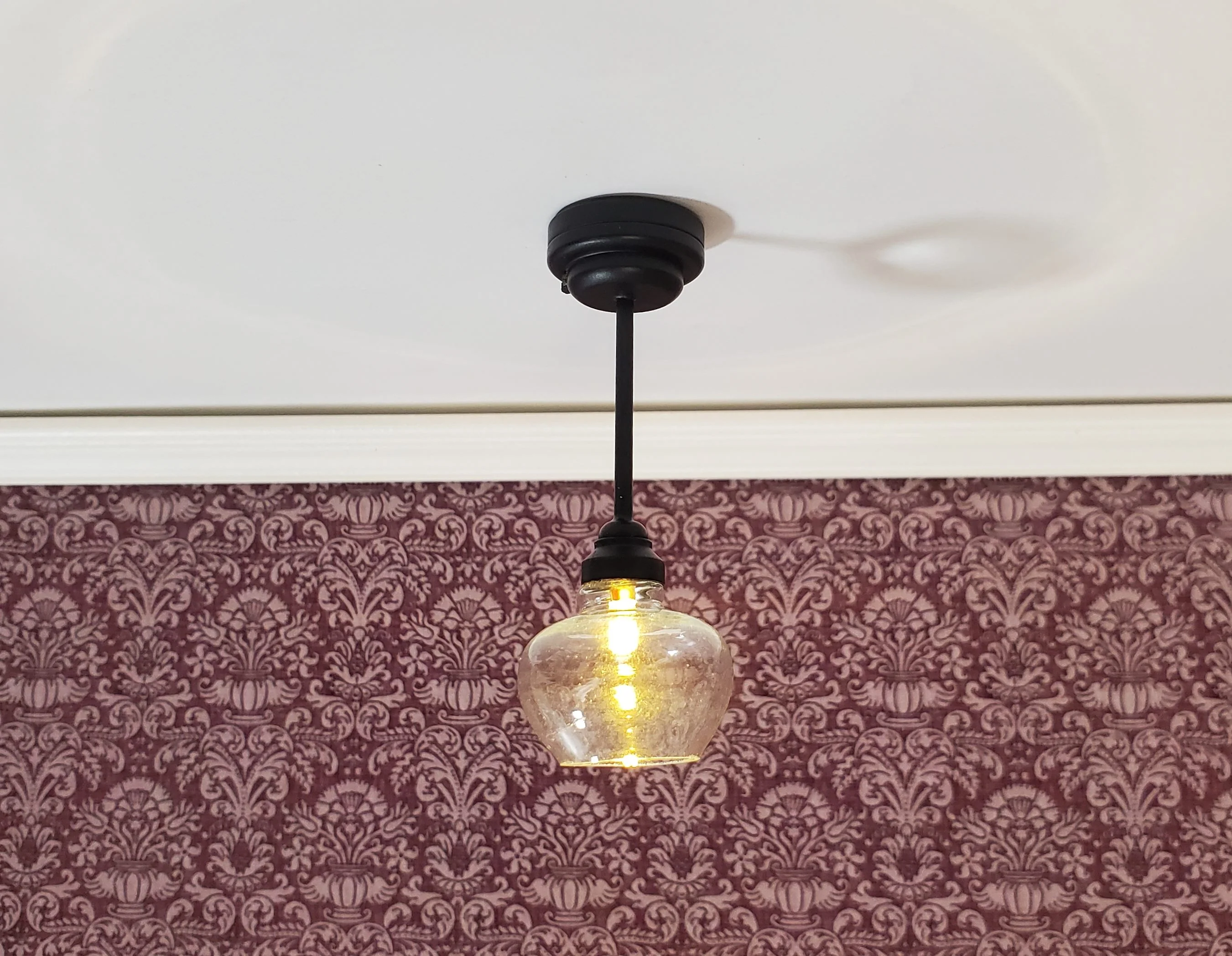 Dollhouse Ceiling Light Modern Black Battery Operated 1:12 Scale Miniature - Image 2