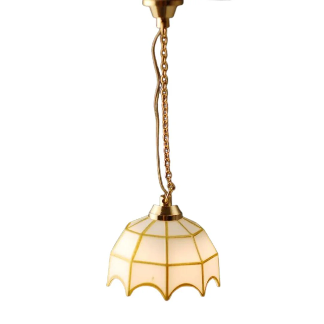 Dollhouse Ceiling Light White and Gold 1:12 Scale Miniature 12 Volt with Plug - Image 3